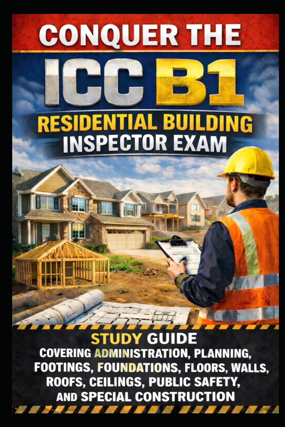 Conquer the ICC B1 Residential Building Inspector Exam: Study Guide Covering Administration, Planning, Footings, Foundations, Floors, Walls, Roofs, ... Special Construction (Skilled Trades Exams)