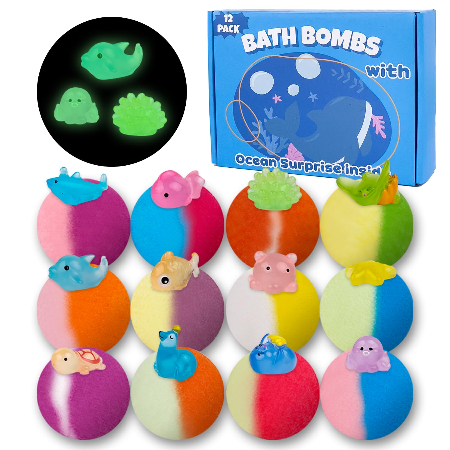 Amazon.com : Kids Bath Bombs, 12 Pack Bubble Bath with Glow in The