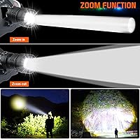 Vista 5 de Aikertec Linterna frontal recargable, 100000 lm, 6 modos, faros impermeables con luz roja, faros delanteros de batería de espera de 80 horas