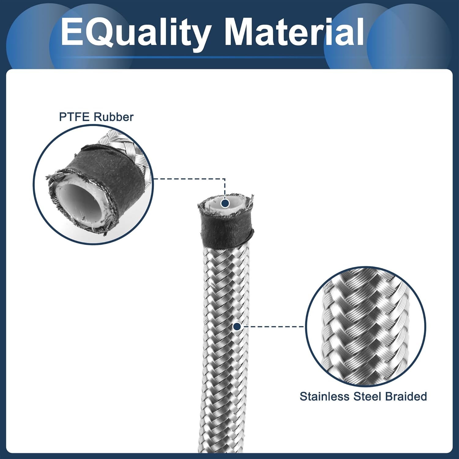 AN4 Fuel Line Kit 25.09ft Vacuum Hose Automotive Fuel Hose with Adapters 1 Set