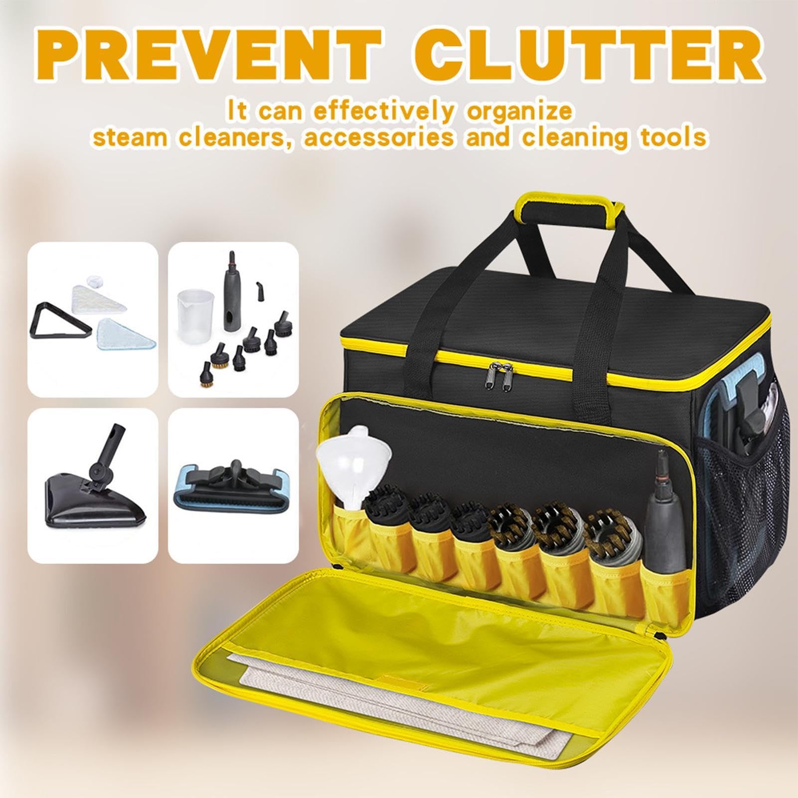 Aufbewahrungstasche für Dampfreiniger | Strapazierfähiger Transportkoffer Oxford 600D 43 × 37 × 29 cm mit mehreren Taschen | Tragbarer und Schulter-Transportbehälter für