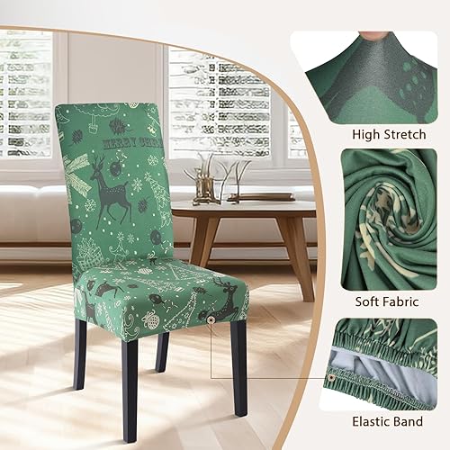Vista 3 de SearchI - Fundas de silla para comedor, fundas de asiento elásticas, protectores de funda para sillas, funda lavable para sillas sin reposabrazos