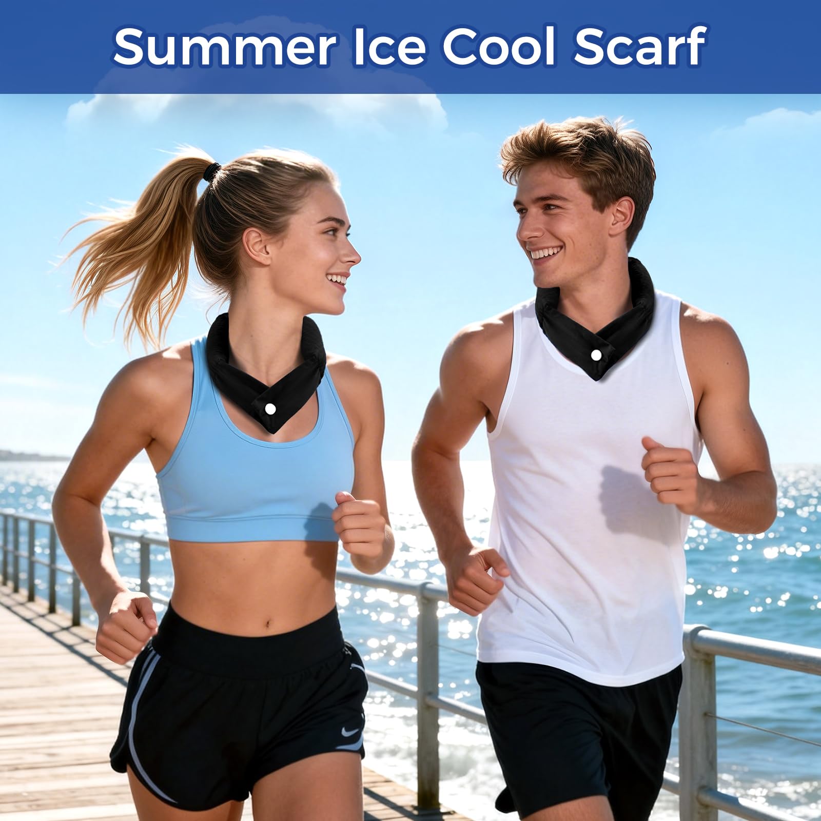 Sciarpa Rinfrescante, Fasce Raffreddamento per Il Collo, Bandana Rinfrescante Estate, Foulard Rinfrescante per il Caldo per Passeggiate Equitazione All'Aperto (E)