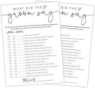 What Did the Groom Say - Wedding Bridal Shower Game, Bachelorette Party Wedding Shower Favors, 30 Game Cards, Engagement Party Games Activity Supplies, Wedding Games for Reception -L849