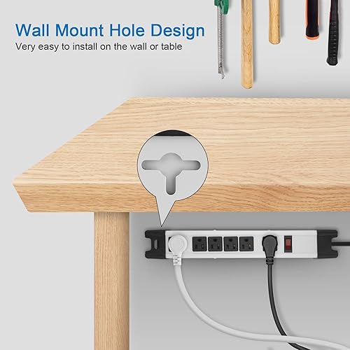 Miniatura 7 de Regleta de Protección contra Sobretensiones de Servicio Pesado - 6 Tomas Industriales con 15A, Metal para Taller Tienda Jardín, Cable de 6 Pies,