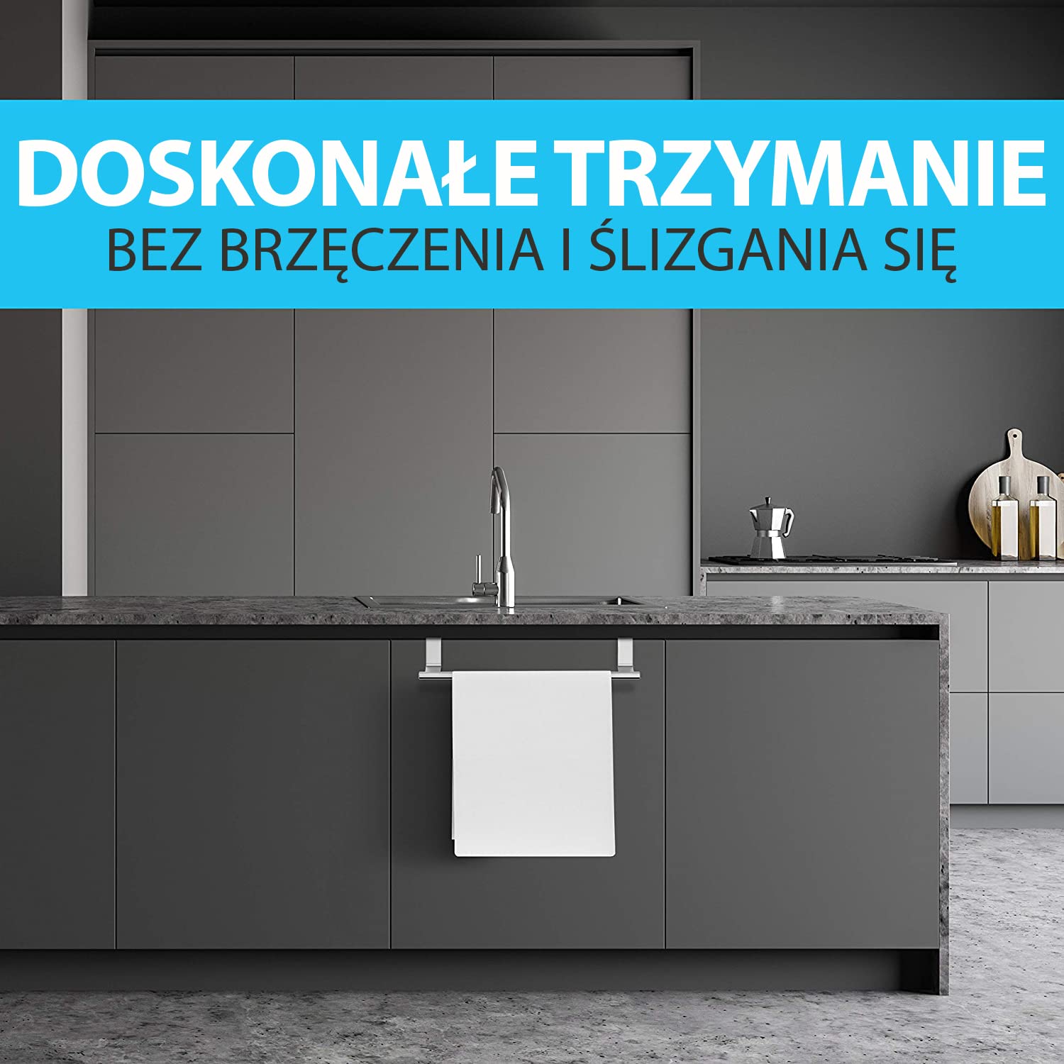 Uchwyt na ręczniki bez wiercenia - 35 cm Długość stali nierdzewnej Ręcznik Rails Drzwi wiszące z 2 darmowe haki i ochronne podkładki - idealny do kuchni i łazienki