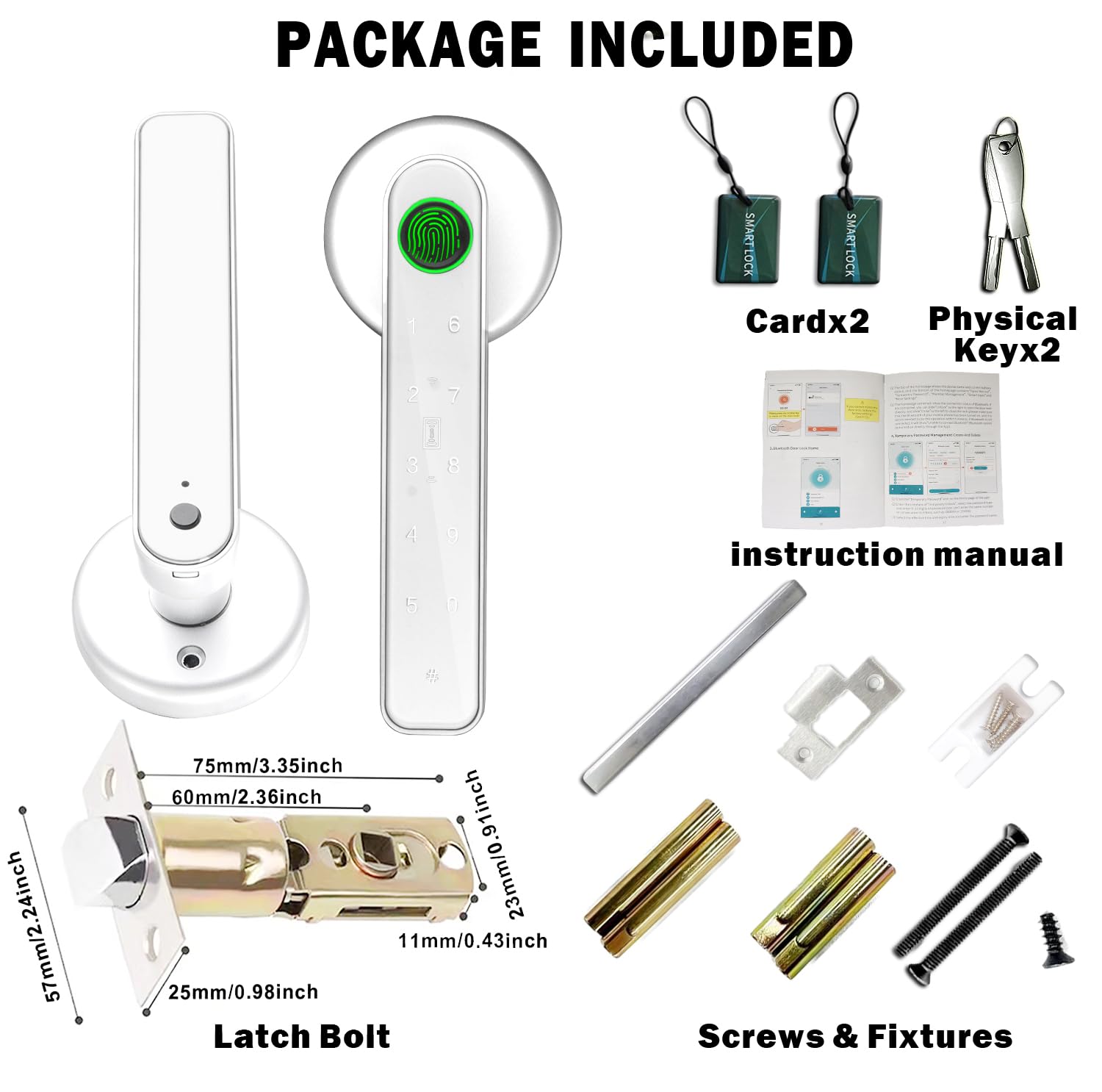 5 in 1 Smart Fingerprint Door Lock, Advanced Automatic Digital Handle with APP/Fingerprint/IC Card/Code/Keys - Image 2