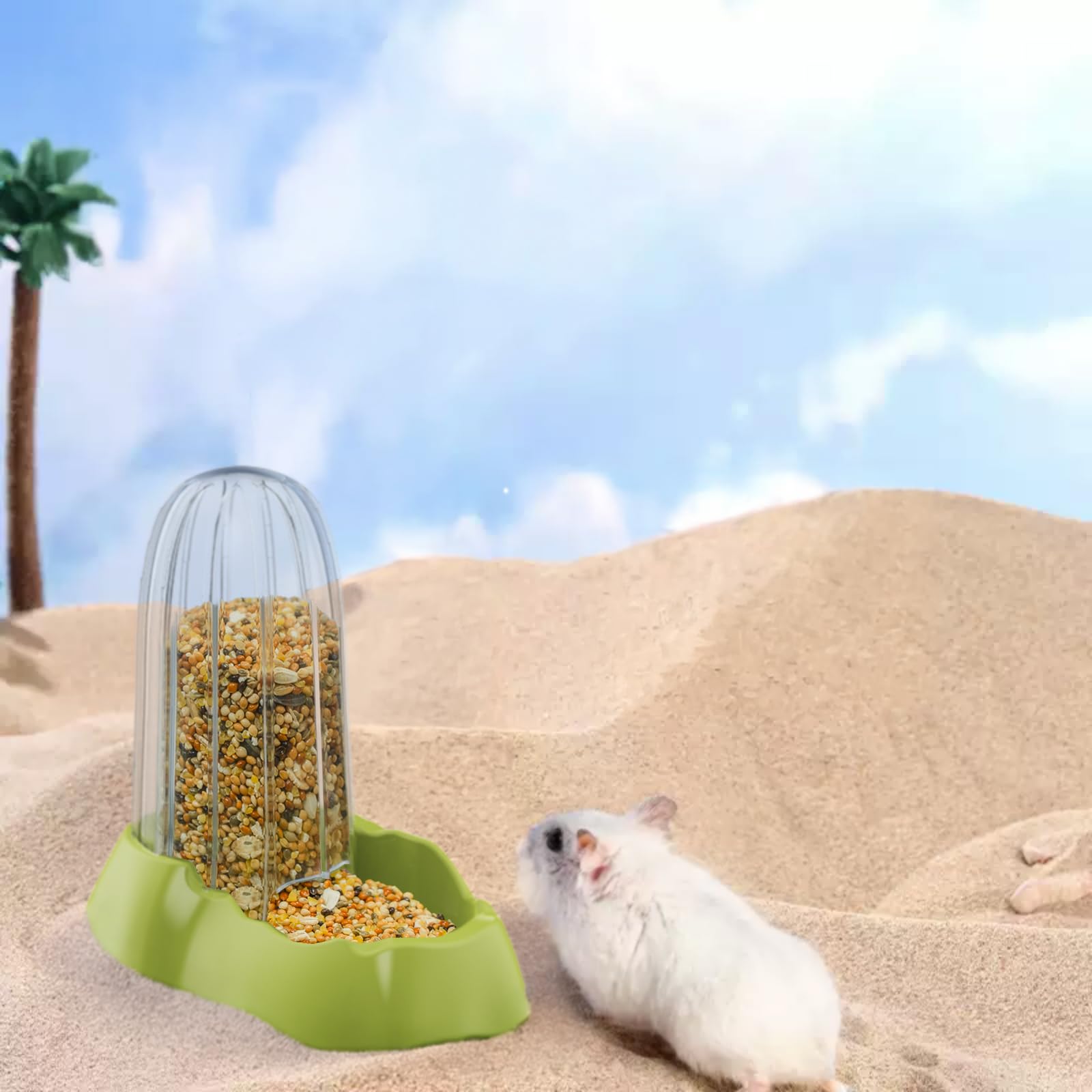 Distributeur Automatique de Nourriture pour Hamster, Convient aux Petits Animaux tels Que Les Hamsters, Hérissons, Écureuils, Cochons d'Inde (Vert)