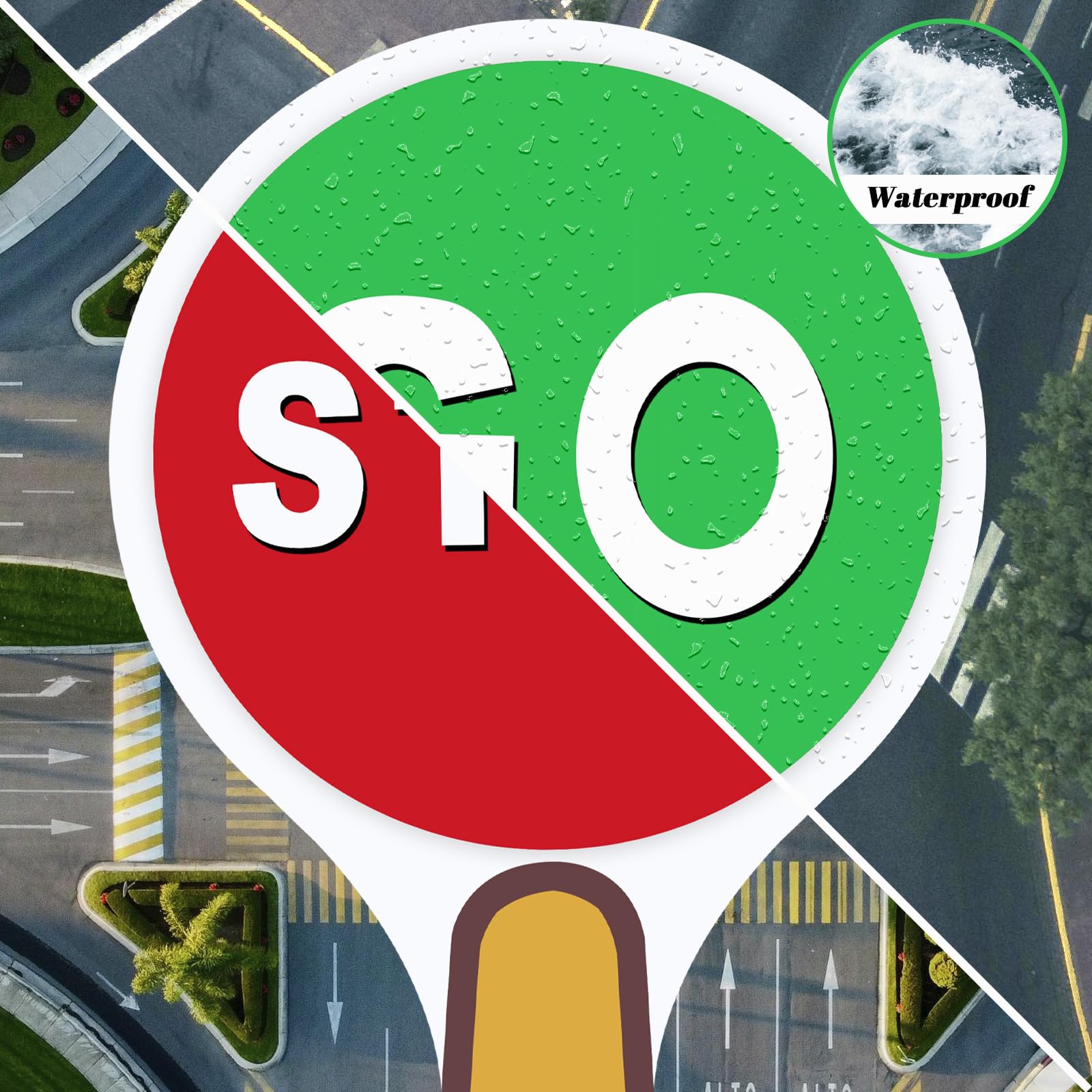 4 PCS Double Sided Stop Sign Handheld Children Red and Green Traffic Sign Lights for Children in the Classroom, Teaching Traffic Safety When Crossing the Street Road Signs, 9.84 x 7.08 inches — Amazon image 3