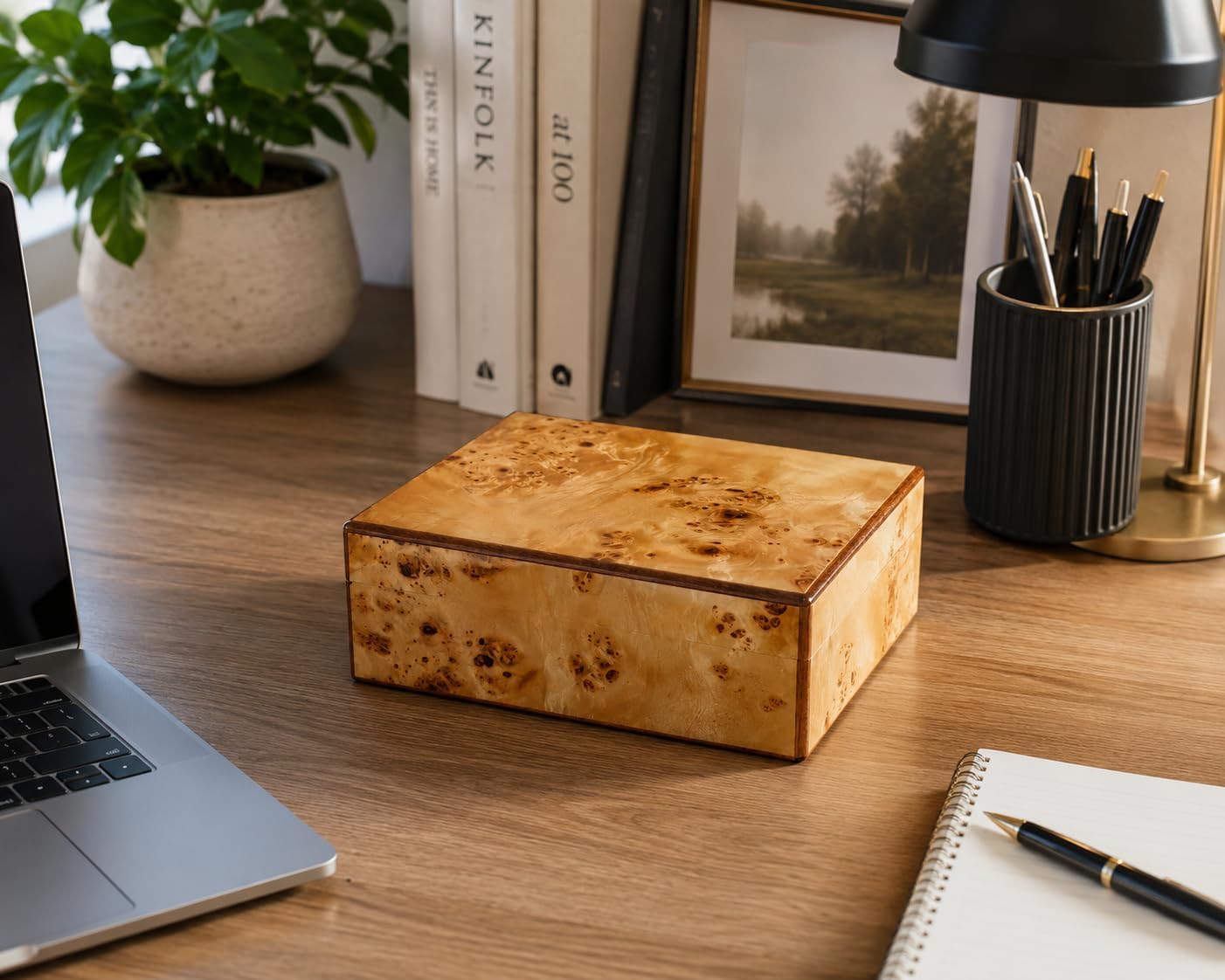 Cruiser's Caché Burl Wood Suede-Lined Decorative 8" Box image 3