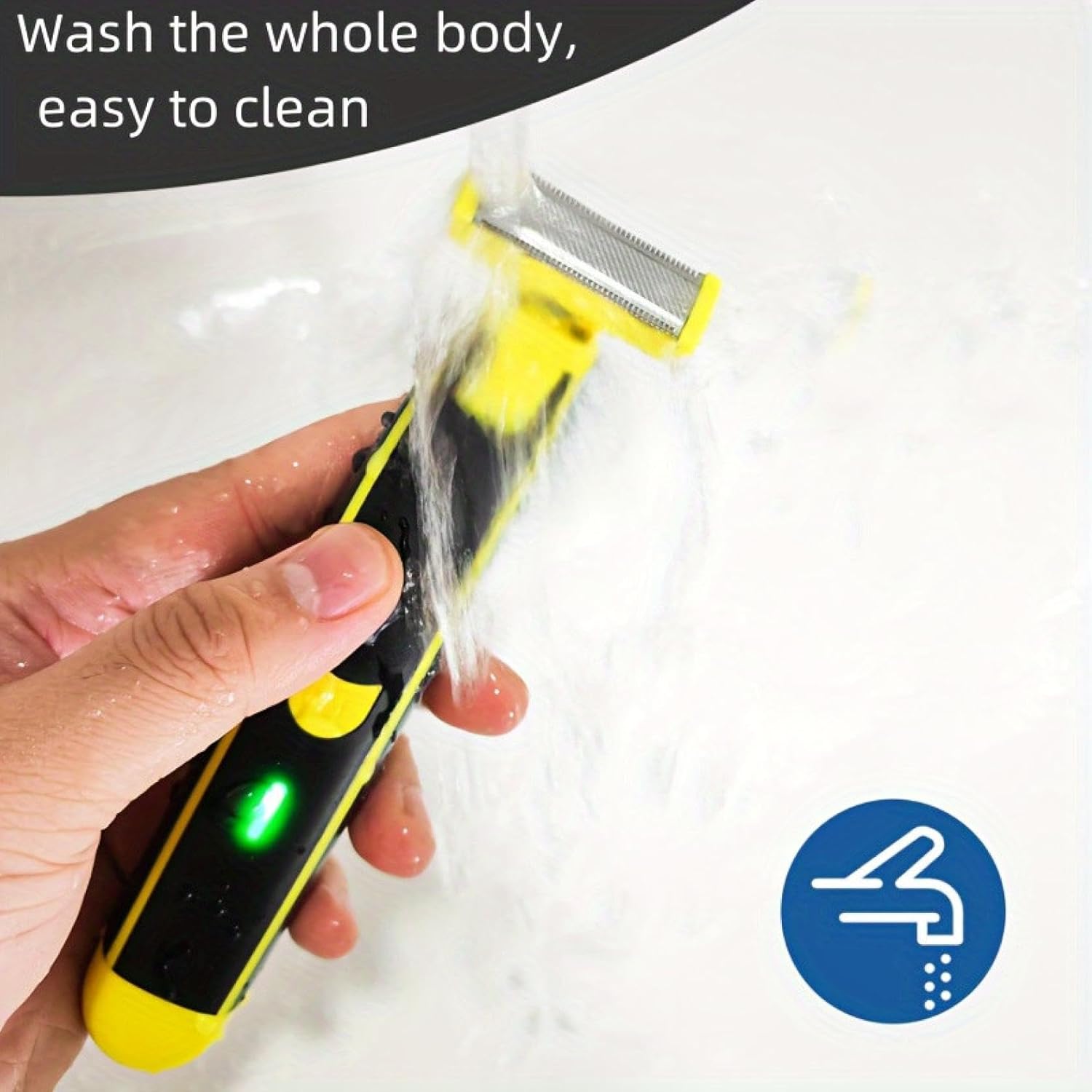 2024 New Full Body Washed Wet and Dry Shaver, Full Body Men's Electric Shaver Wash Wet and Dry Double Shave, Dry Wet Waterproof Mens Rotary Facial Shaver, Ergonomic Body Shaver (1PC)