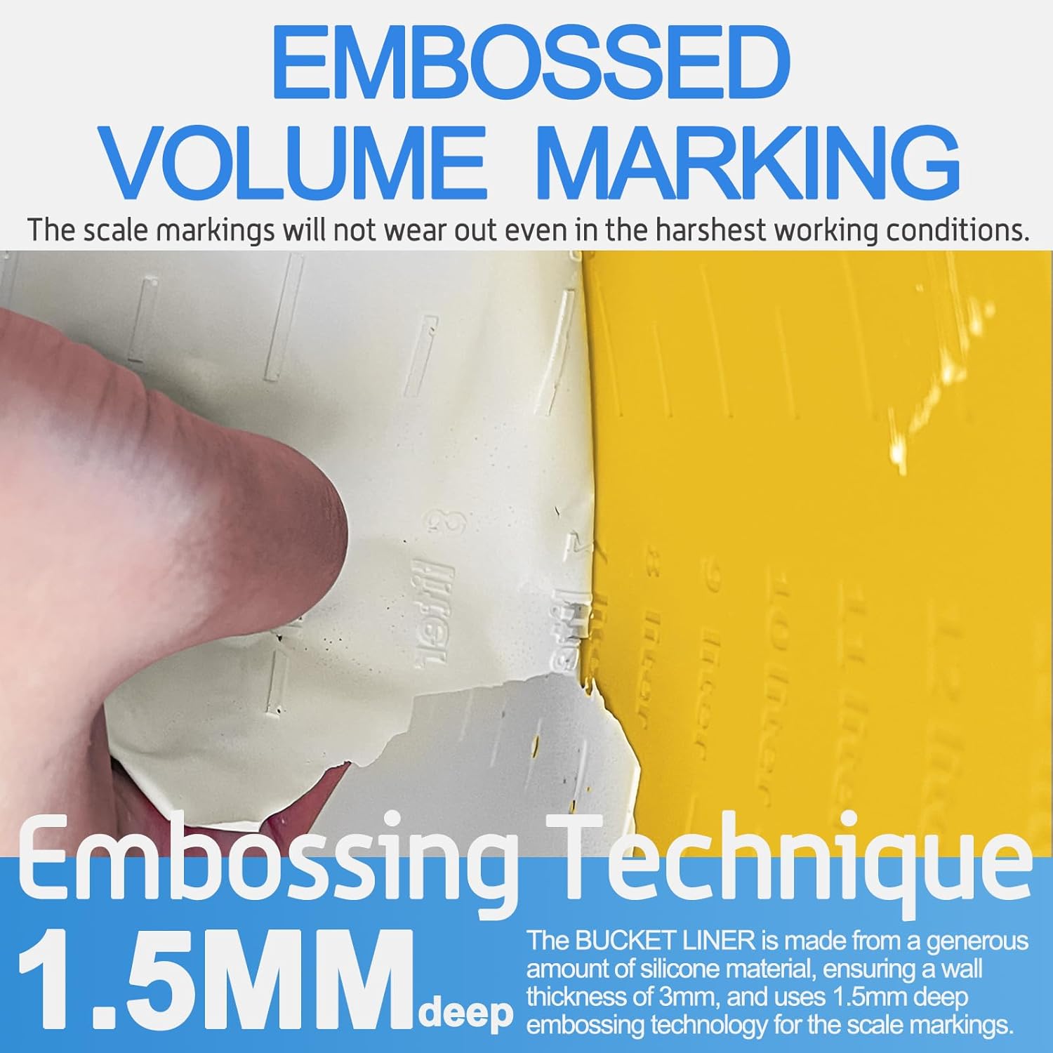 2pcs 5 Gallon Silicone Bucket Liner Reusable for Kitchen, Outdoor, Gardening, Camping, Thinset & Paint Food Grade, Foldable & Heat-Resistant – Multi-Purpose(Yellow 5+2 Gallon Blue Bucket Liner)