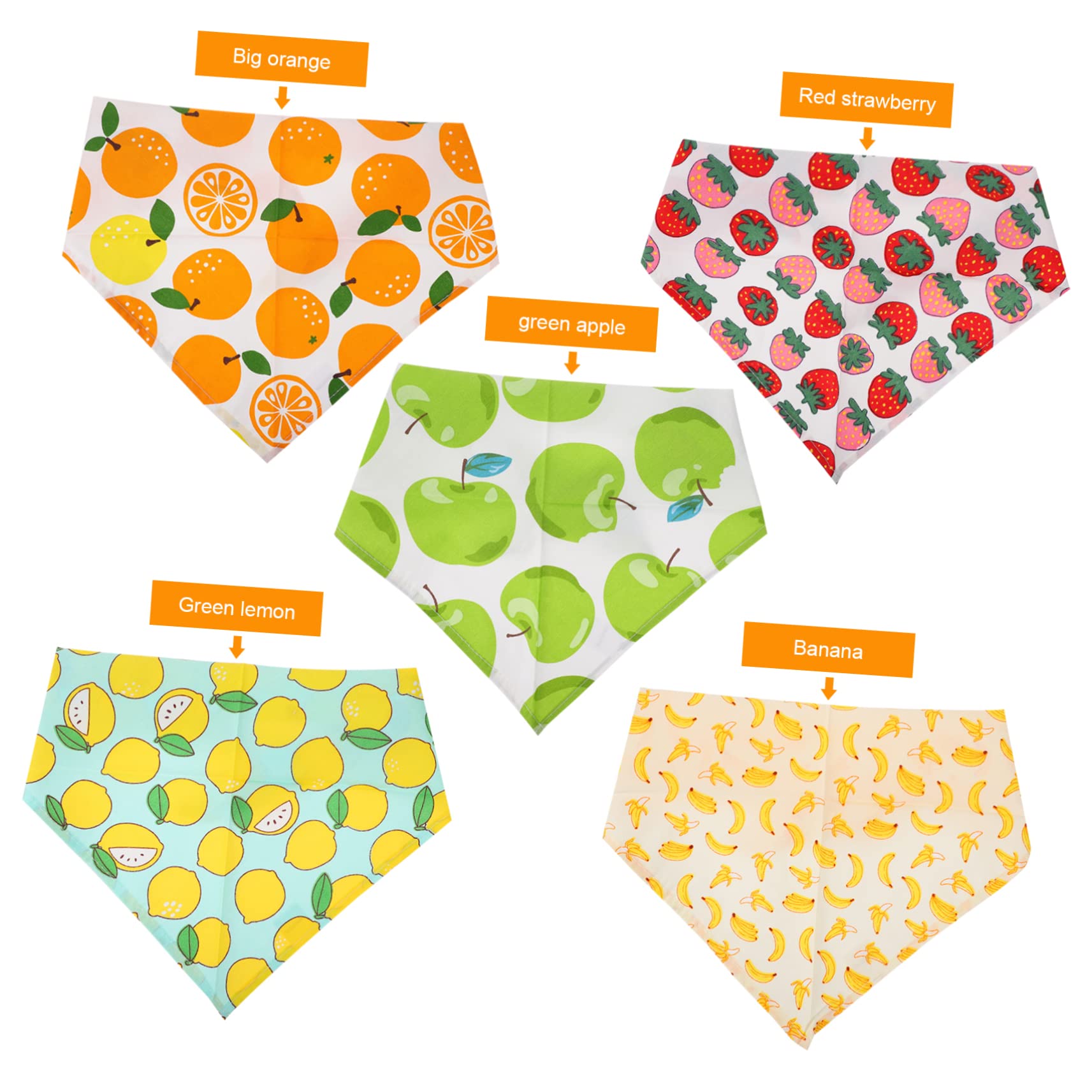 Sosoport 15pièces Bandanas pour Chiens Et Serviettes avec Motif De Fruits Évitent La Et Eau Confortables Et pour Animaux De Moyenne
