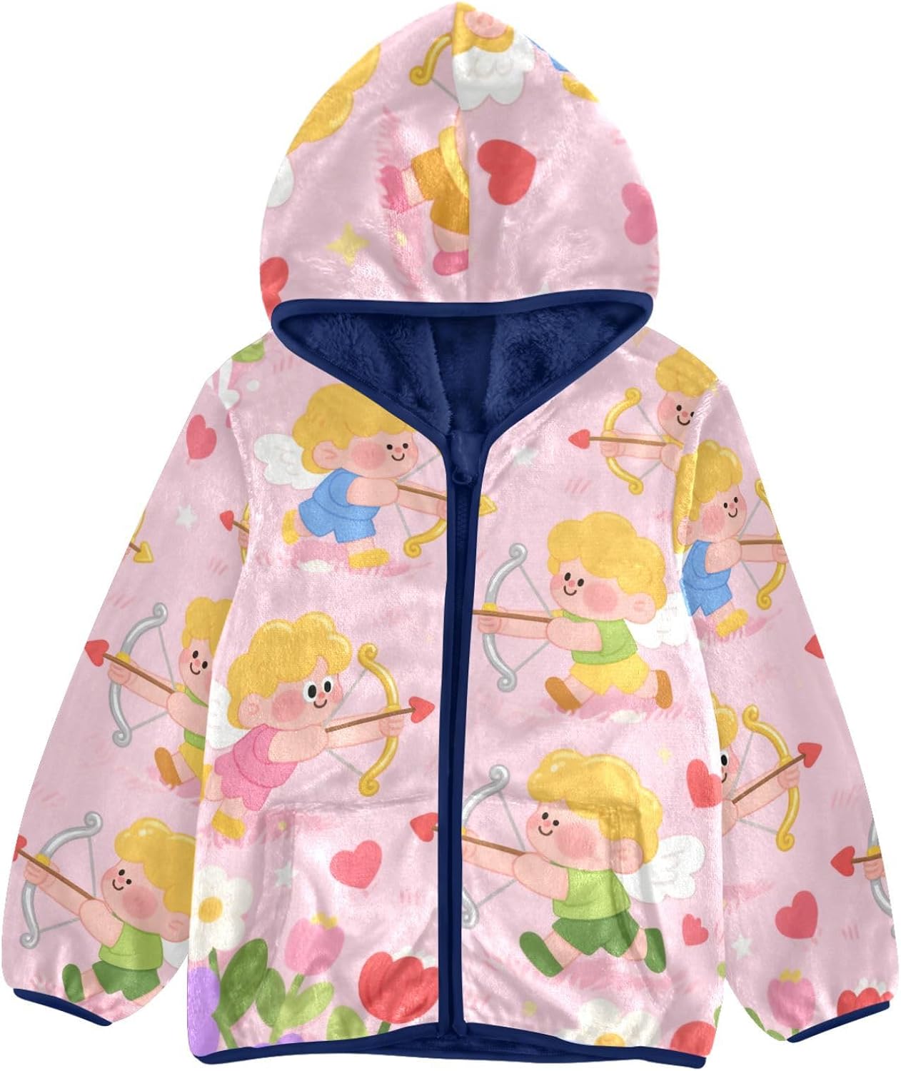 Cartoon and Cute Pink Cupid Toddler Spring Jackets Outerwear Jackets Navy Blue Baby Boys Clothes