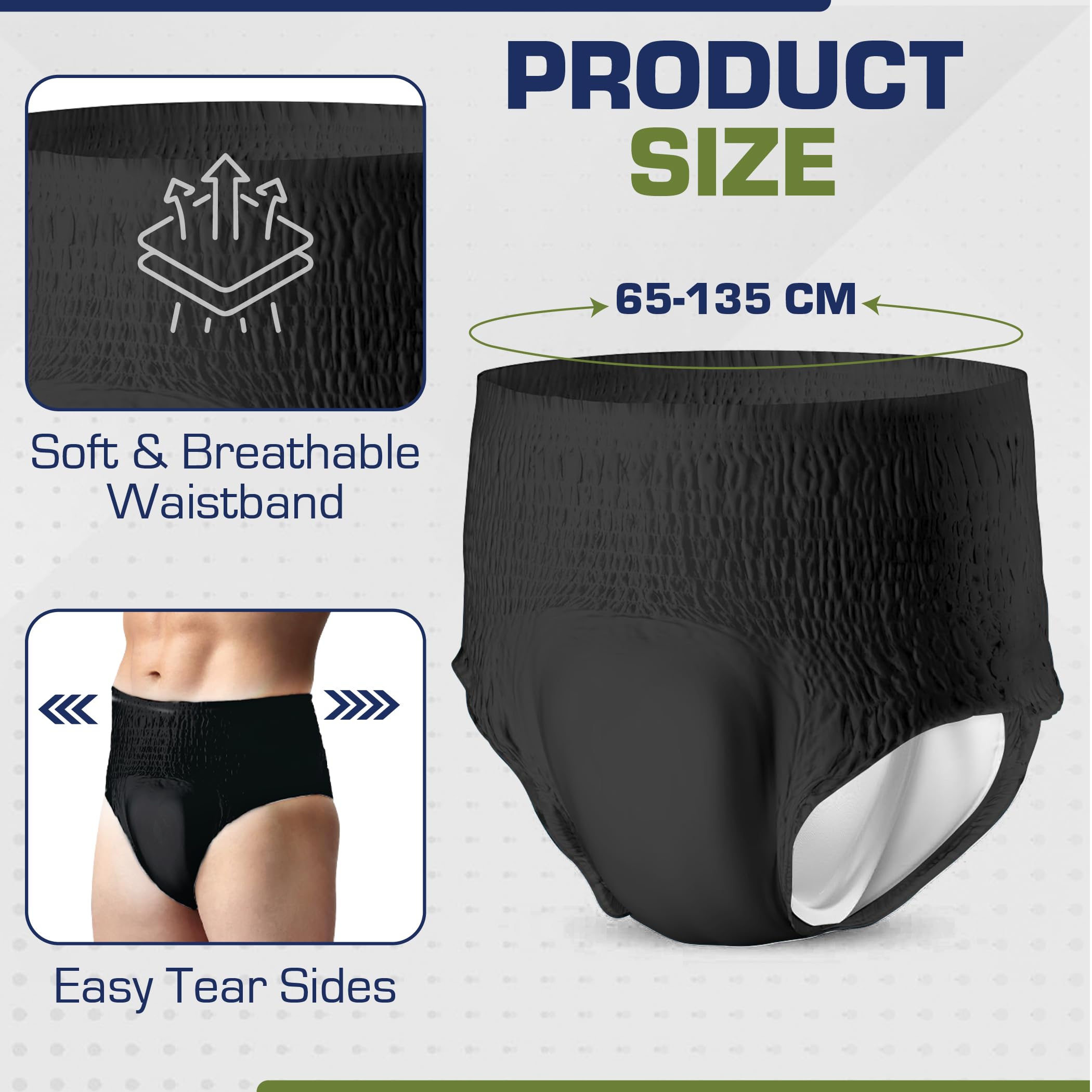 12 X Black Incontinence Pants Women & Men | Adult Nappies