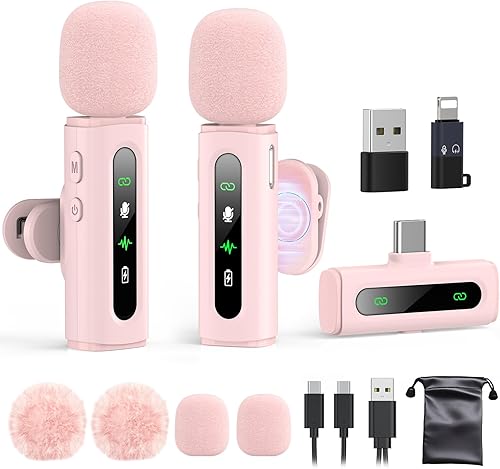 Miniatura 16 de Micrófono Lavalier USB C Inalámbrico Mini Micrófono para Teléfono/Tableta/PC Android Tipo C Grabación de Video Micrófonos de Clip con Clip Giratorio