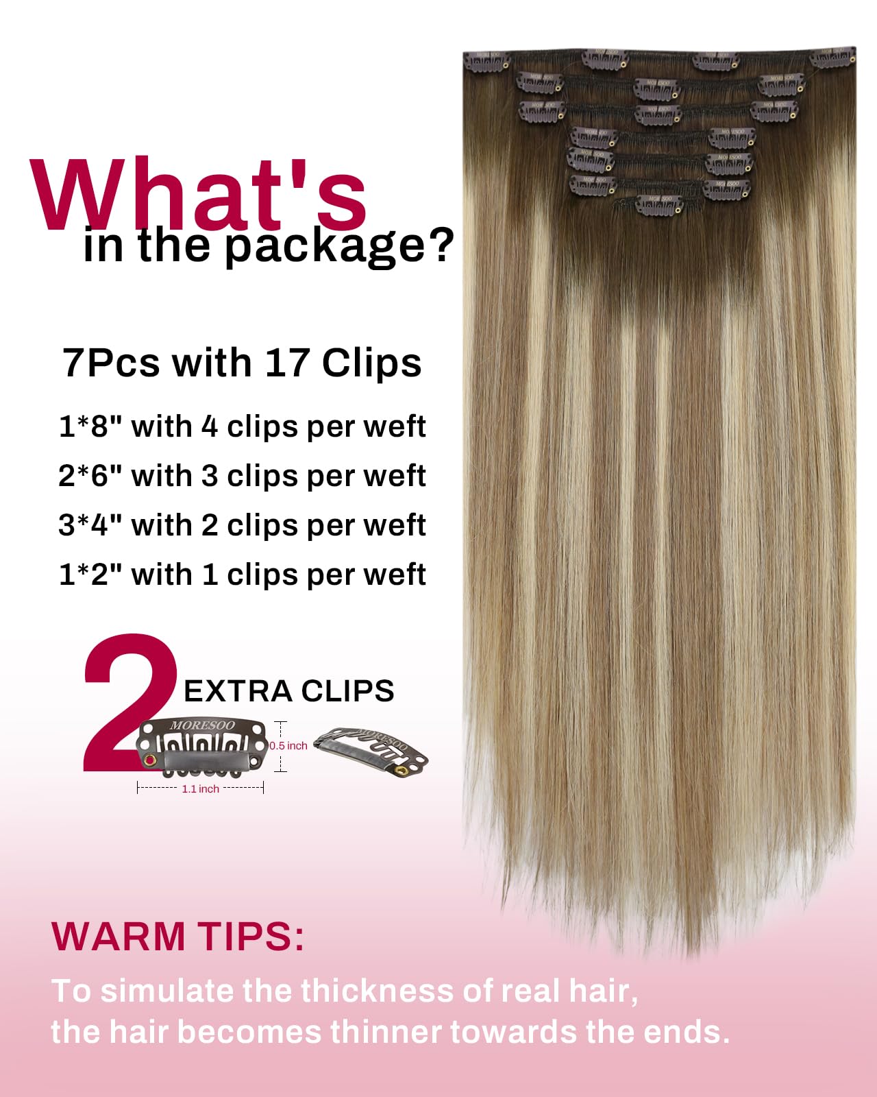 Moresoo Hair Extensions Clip in Real Hair Dark Brown Invisible Full Head Clip in Human Hair Extensions Brunette Shoulder-length Short Remy Hair 12 Inch 5 Pieces/80g #2 — view 232