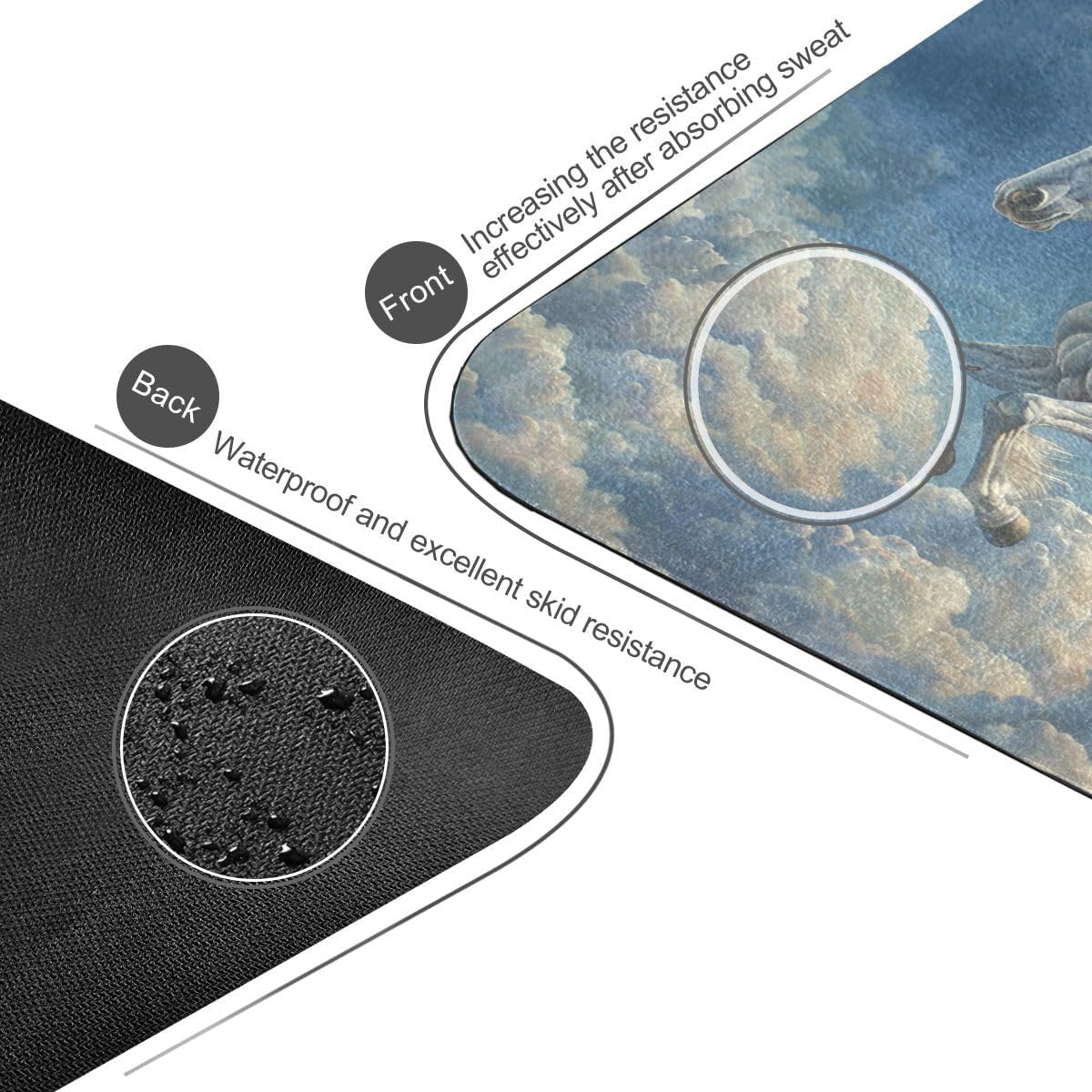 ALAZA Unicorn Flying Cloud Yoga Mat Non Slip Fitness Exercise Mat, Workout Mat for Yoga, Pilates and Floor Exercises