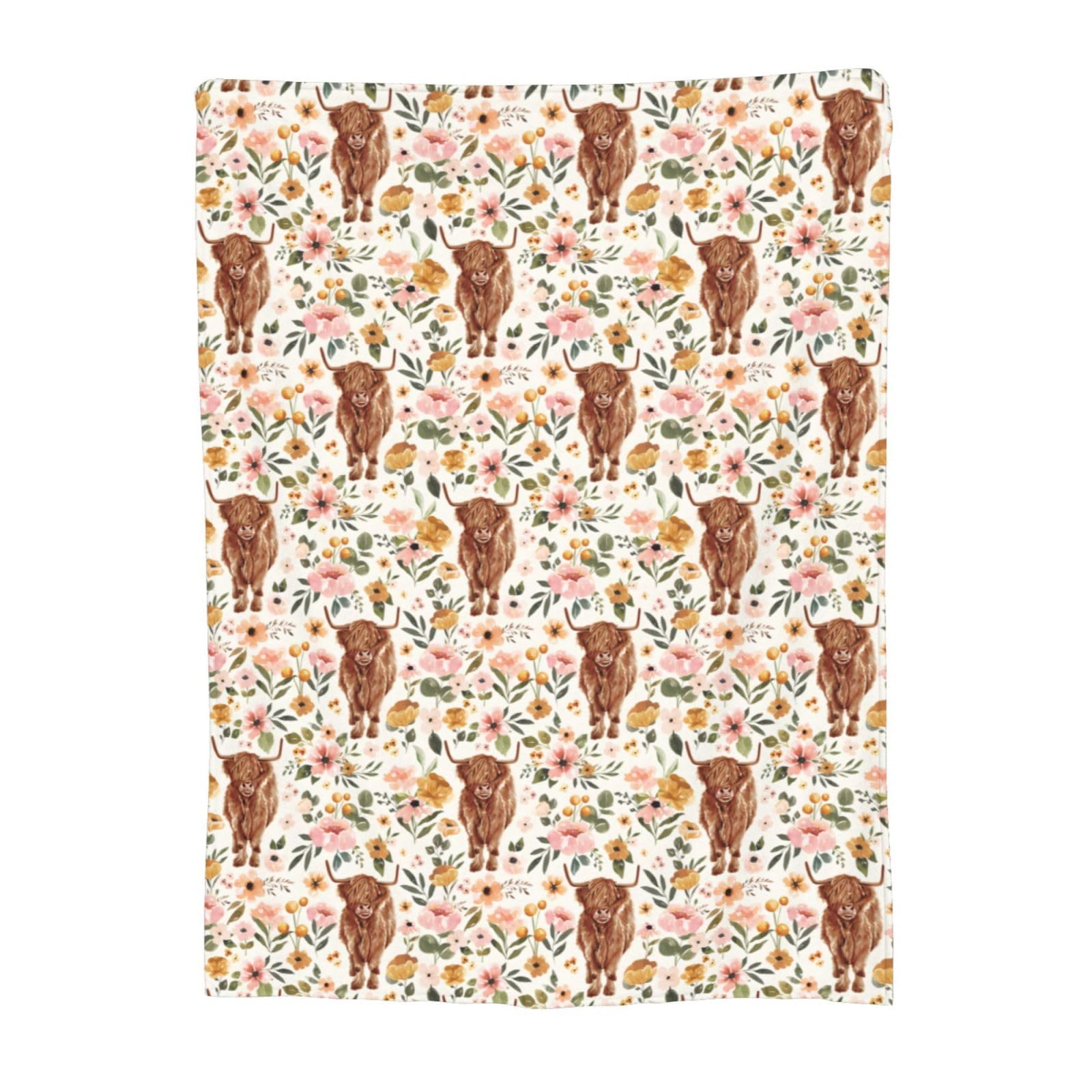 Newhomestyle Highland Cow Print Blanket and Throws