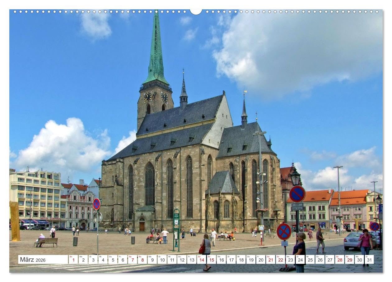 Visit Pilsen & Klatovy - Dos ciudades bohemias - Un día festivo perfecto (calendario de pared 2026 DIN A2 horizontal), calendario mensual CALVENDO