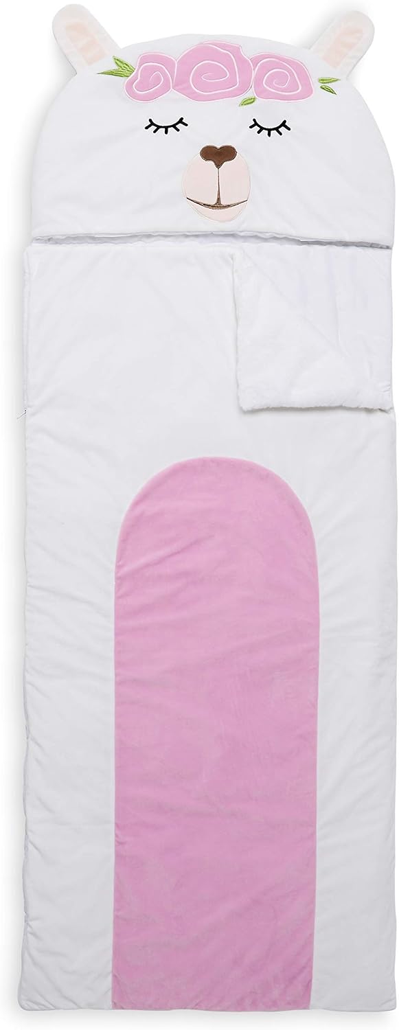 Amazon Basics Kids Ultra-Soft Light-Weight Indoor Slumber Sleeping Bag - Llama Face
