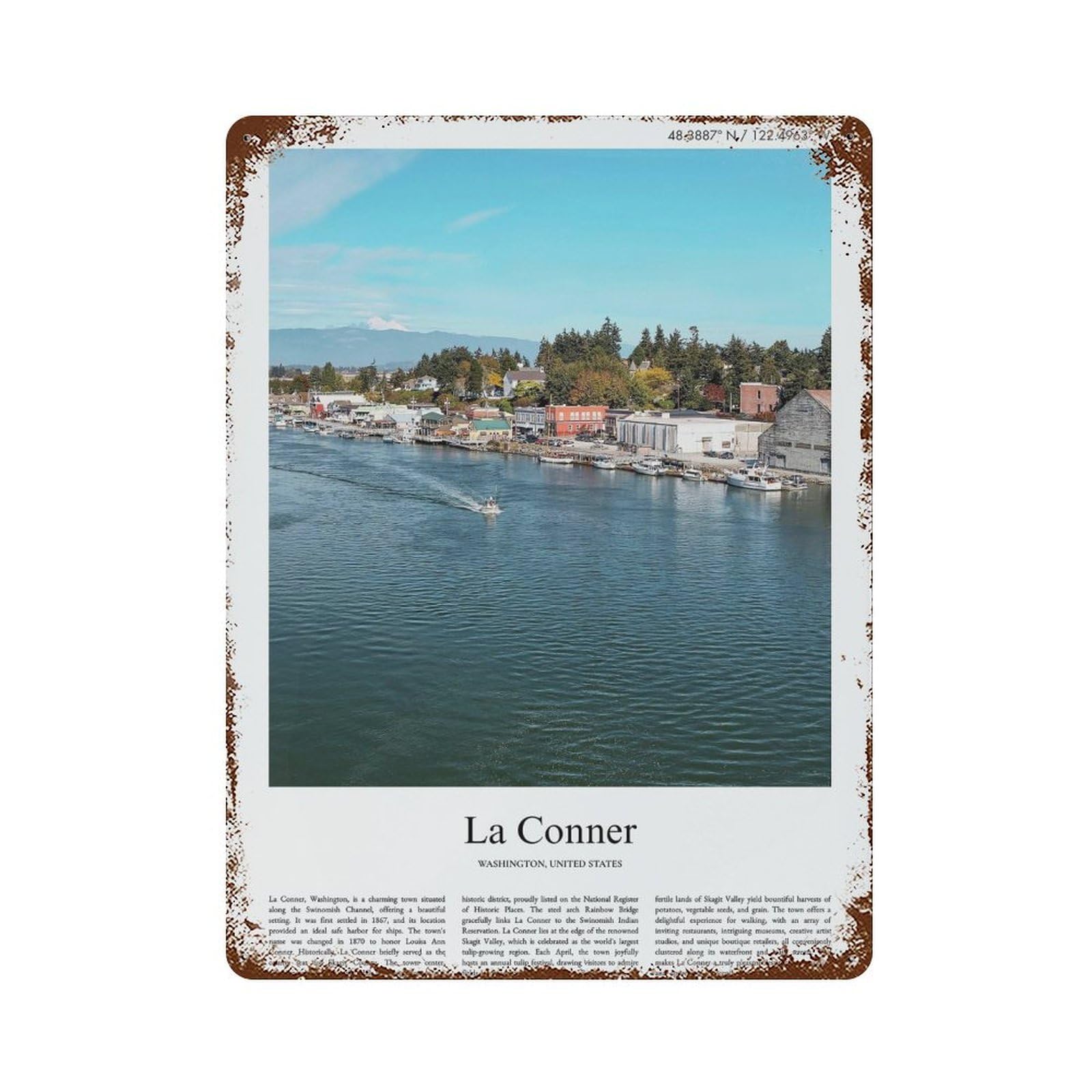 xiaoxiaoshen La Conner Washington, United States, USA City Scenery Wall Decor Art Metal Tin Poster Modern Home Decor Art Home Bar Shop Decorations Vintage Sign 40x30cm