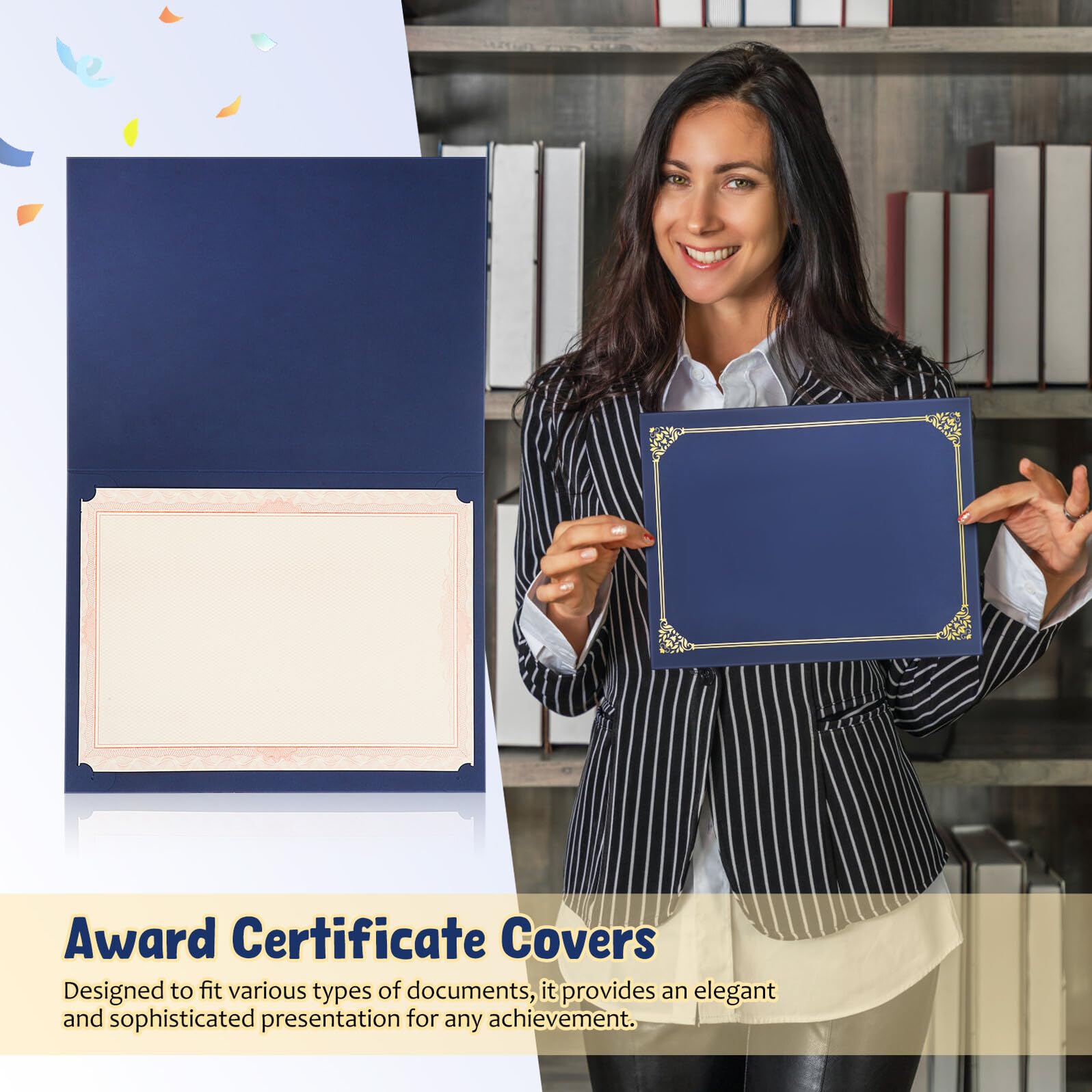 30 Pezzi Copertine per Certificati Bordi in Foglia Oro, Porta Documenti Eleganti in Carta 8.5x11 per Decorazioni Scuola e Presentazioni Professionali