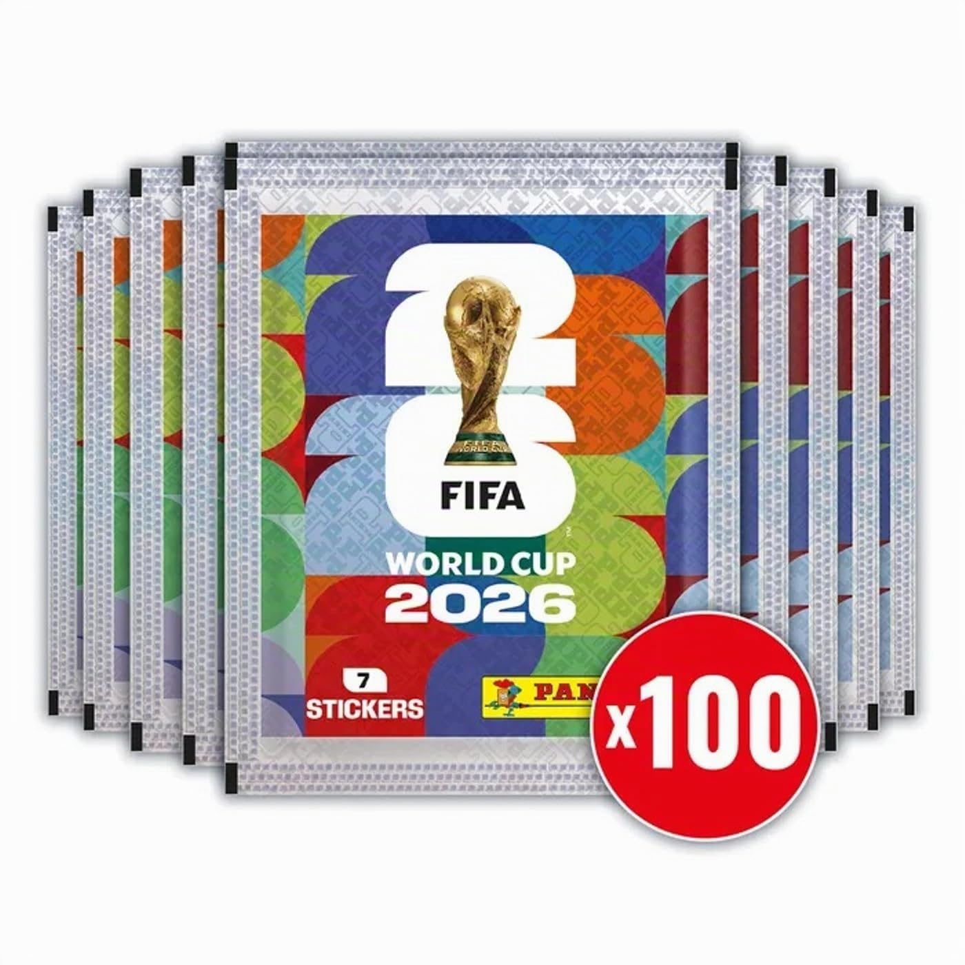 Panini FIFA World Cup 2026 Boîte de 100 paquets de cartes du monde 2026 Collection footballeurs + porte-clés ballon