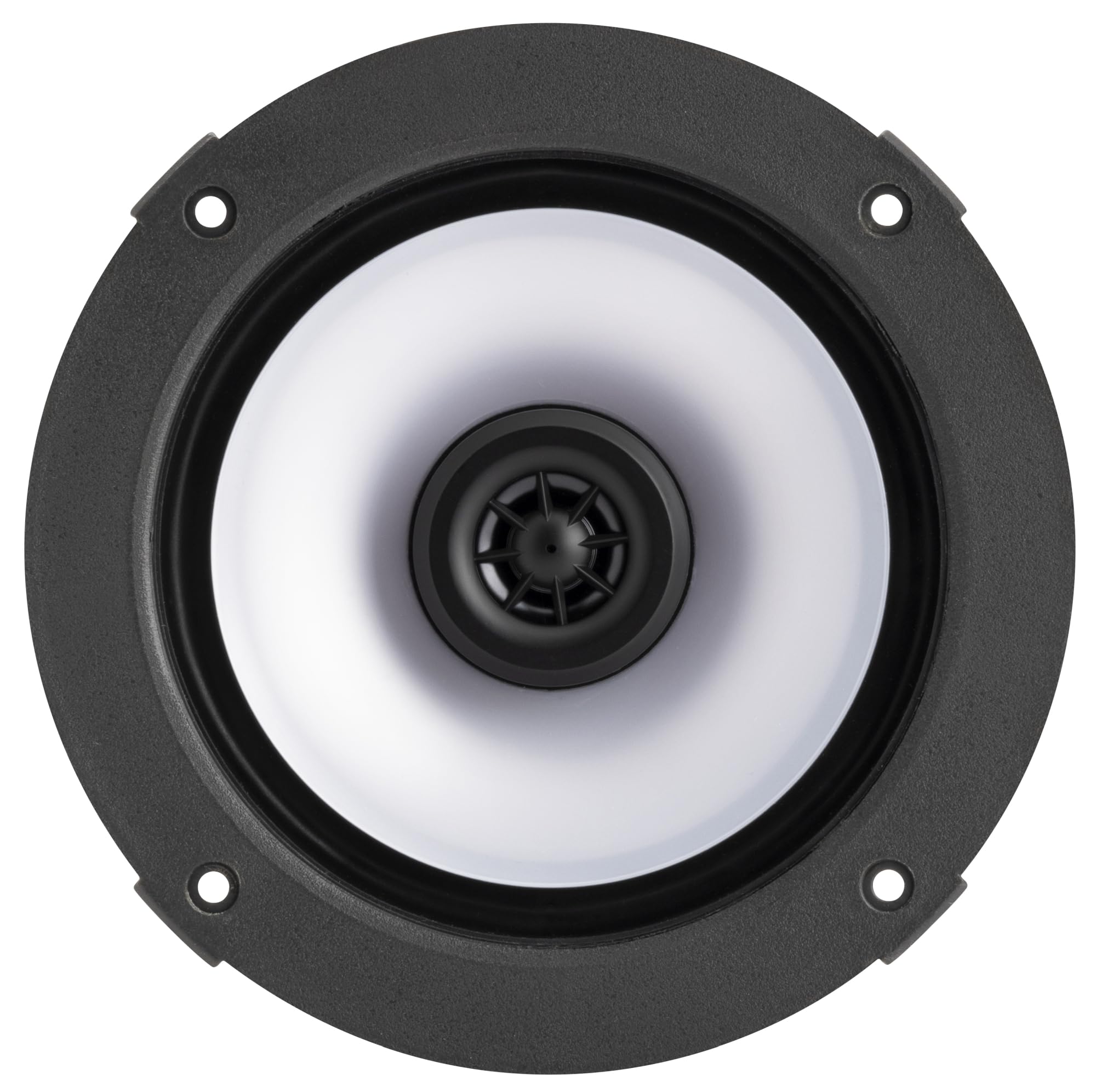Kicker 51KM614FL 6.5-Inch (165mm) Thin-Mount Marine Coaxial Speakers with RGB LED, 4-Ohm, White & Silver Grilles Included