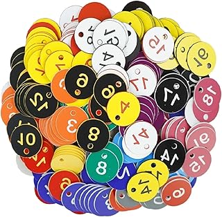 Runde Plastik-Nummernschilder Zahlenschilder aus Kunststoff, 100 Stück, 1–100 fortlaufende Zahlen, mehrfarbig, 3,5 cm Durchmesser(Mix Colors 1-100)