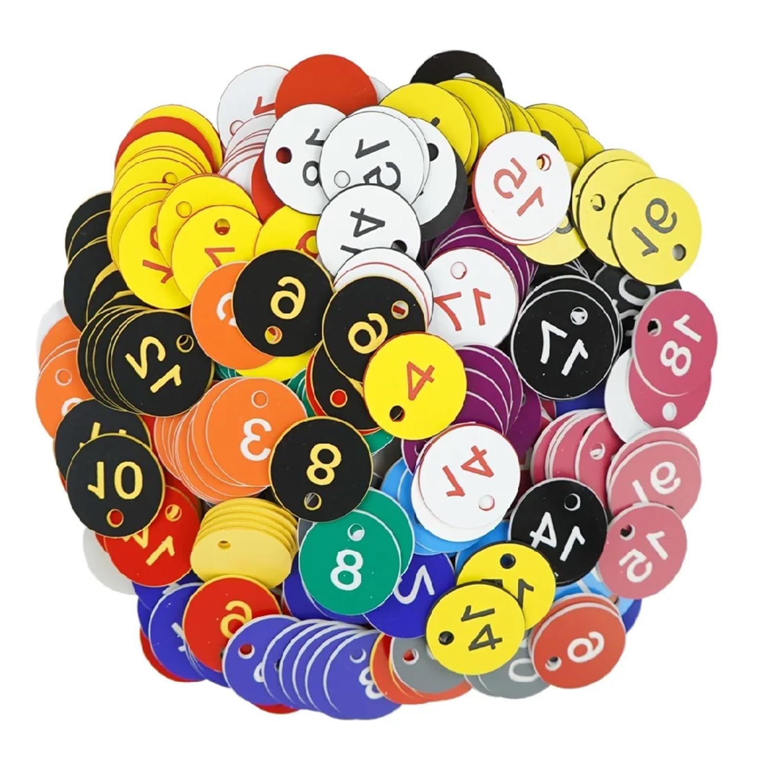 Plastic Numbered Discs, Plastic Sequential Number Tags Pack Of 100 Multicolor 3.5cm(Mix Colors 1-100)