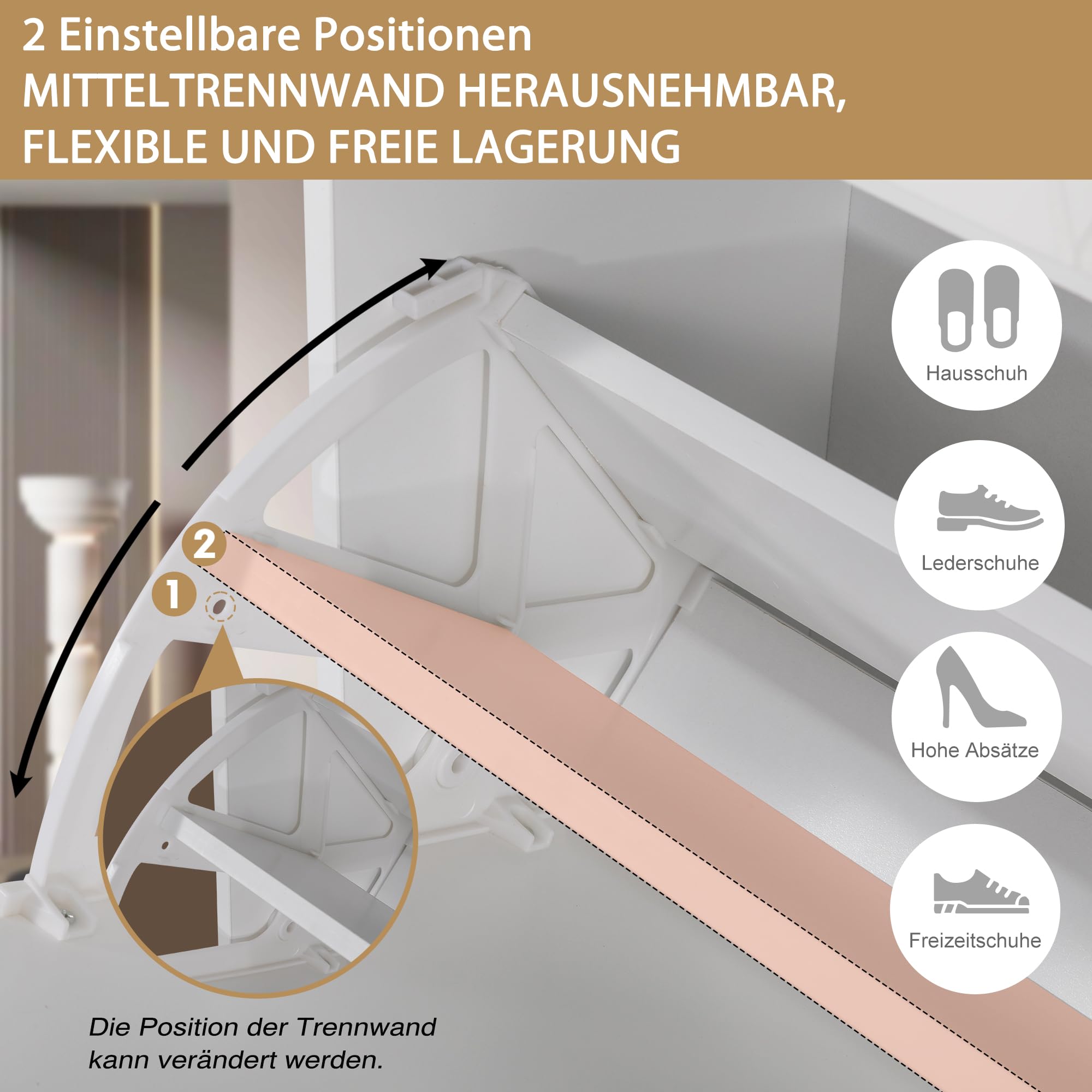 UEV Schuhschrank mit 2 Klappen, 80 x 24 x 120 cm für 16 Paar Schuhe mit 1 Schubladen, Schuhschrank Weiß, Schuhkipper Schmal, Schrank Flur Schuhkommode im Flur, Platzsparend