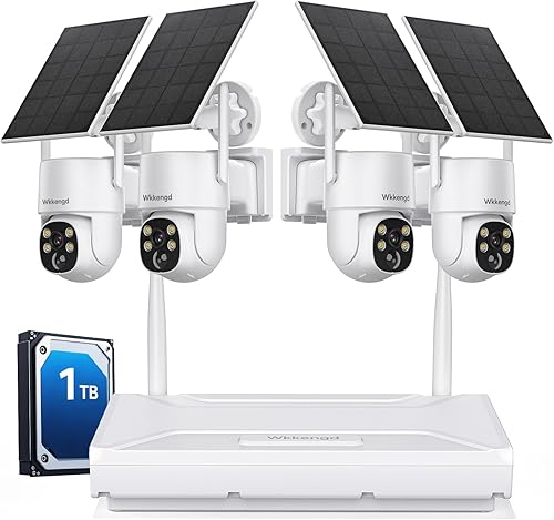 Sistema de cámara de seguridad inalámbrica para exteriores, Aurora Lux Color Night Vison 4 Cam-Kit de cámaras de seguridad alimentadas por energía