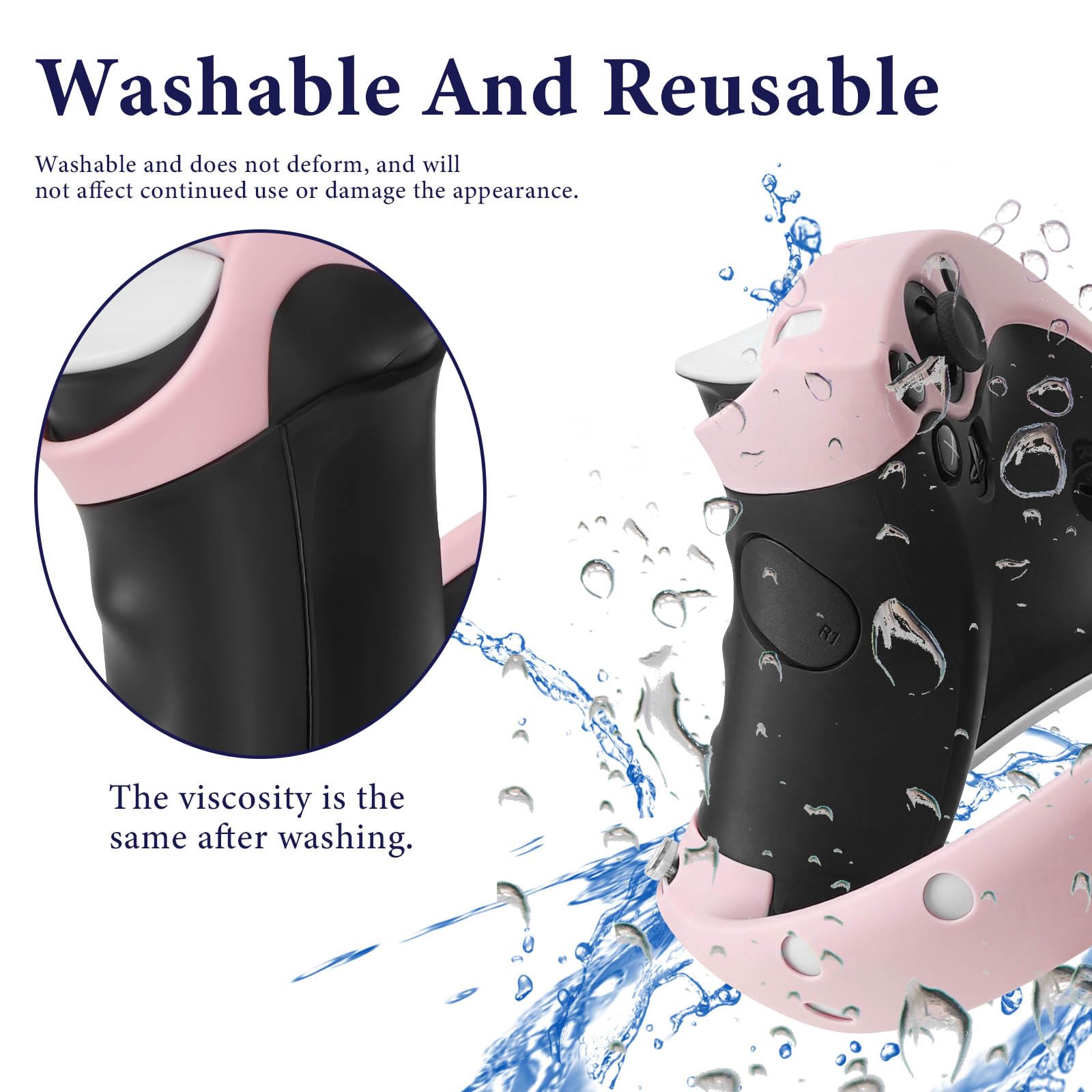Geekria Housse de Manette en Silicone Compatible avec Sony PlayStation VR2, Manette PS VR2,Manchon de Protection Anti-Chute, poignées à Anneau Souple,Design Unibody, Coque de poignée de Manette(Rose)