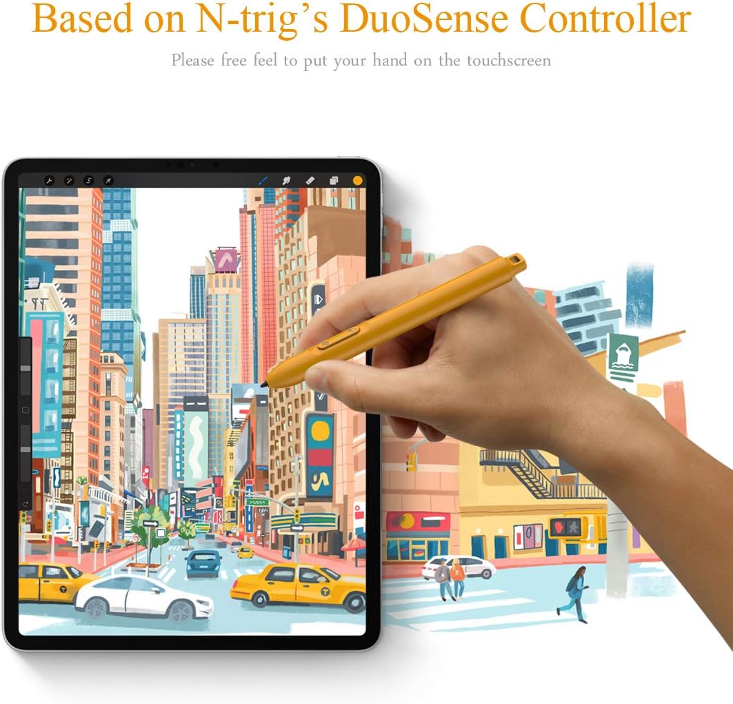 Stylus Pen with 4096 Pressure Sensitivity AAAA Battery, 200hr Continuous Using Applicable for Pro/Go/Laptop/Book/Studio/Neo (Yellow)