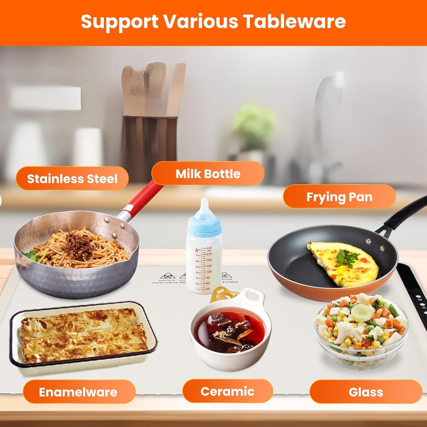 Moclever Electric Food Warming Mat, Fast Heating Silicone Warming Tray with 3 Temperature Levels & Auto Timer Settings for Buffet, Party, Restaurant & Everyday Use