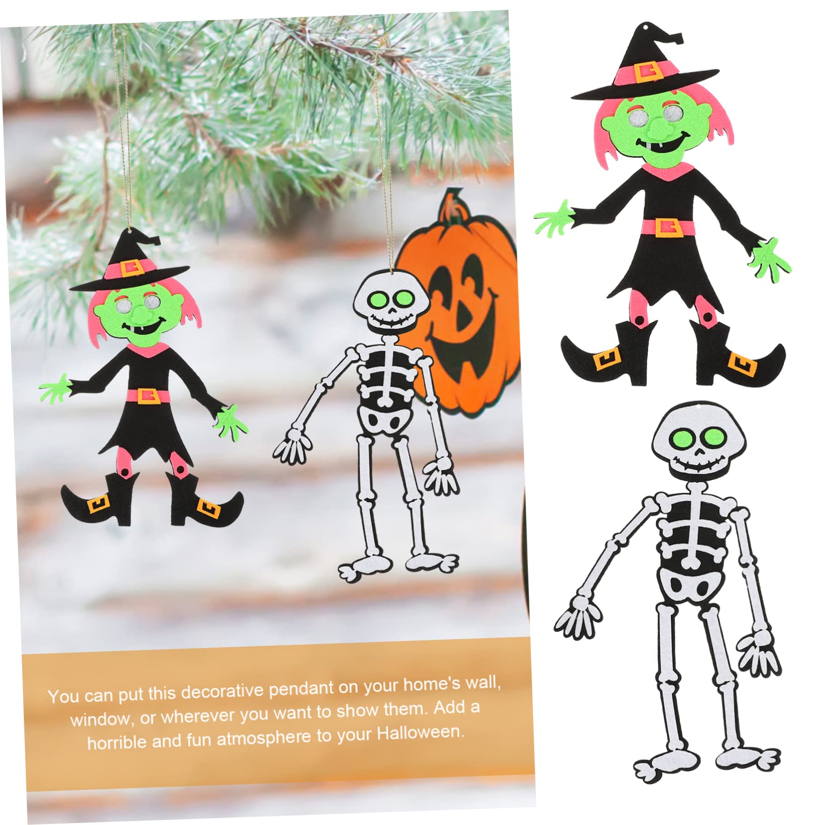 Didiseaon 20pezzi Decorazioni Di Halloween Feltro Pendenti Strega e Scheletro Accessori Per Feste e Addobbi Spaventosi Per Alberi e Finestre