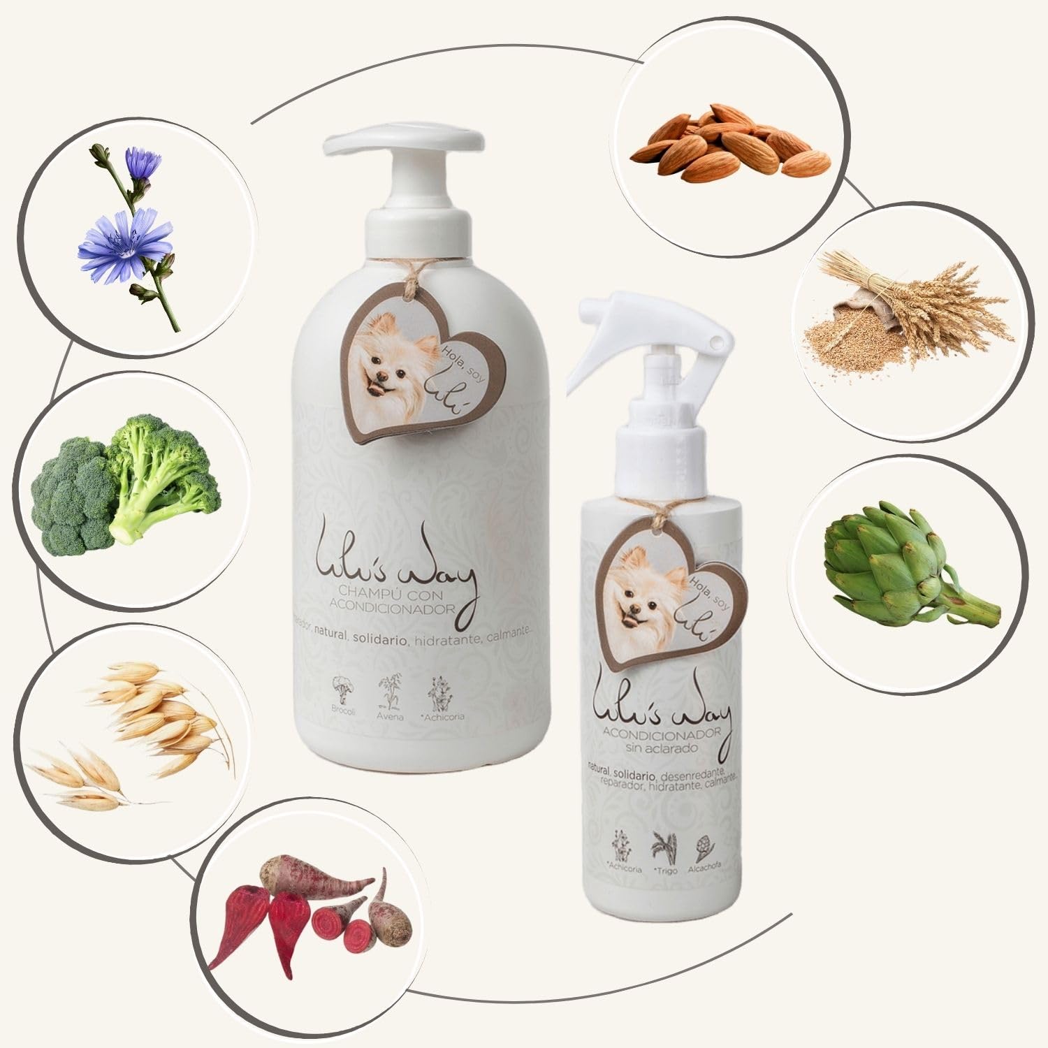 Lulu’s Way Champú para Perros + Acondicionador Perro - Piel Sensible y Dermatitis sin alérgenos, sin parabenos - Vegano, Natural - Todas Las Razas