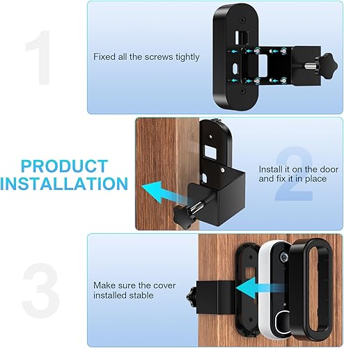 Miniatura 4 de Soporte antirrobo para timbre compatible con Arlo Video Doorbell 2KHD (2 generación), soporte de montaje ajustable sin taladro para cámara de timbre