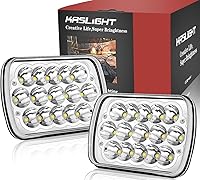 KASLIGHT H6054 5x7/7x6 LED Headlights for Jeep Wrangler YJ XJ, Chevy Express, Ford F-Series, GMC Savana - 4x Brighter Hi/Lo Beam, IP67 Waterproof