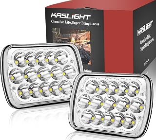 KASLIGHT H6054 5x7/7x6 LED Headlights for Jeep Wrangler YJ XJ, Chevy Express, Ford F-Series, GMC Savana - 4x Brighter Hi/Lo Beam, IP67 Waterproof