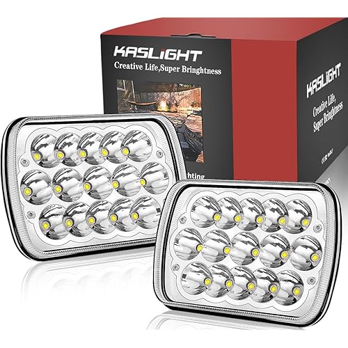 H6054 LED Headlights,Pair Rectangular 5x7 7x6 LED Headlight Hi/Low Sealed Beam Replacement Headlamp Compatible with Jeep Wrangler YJ XJ Chevy Express Ford GMC Savana Toyota Pickup Truck Van