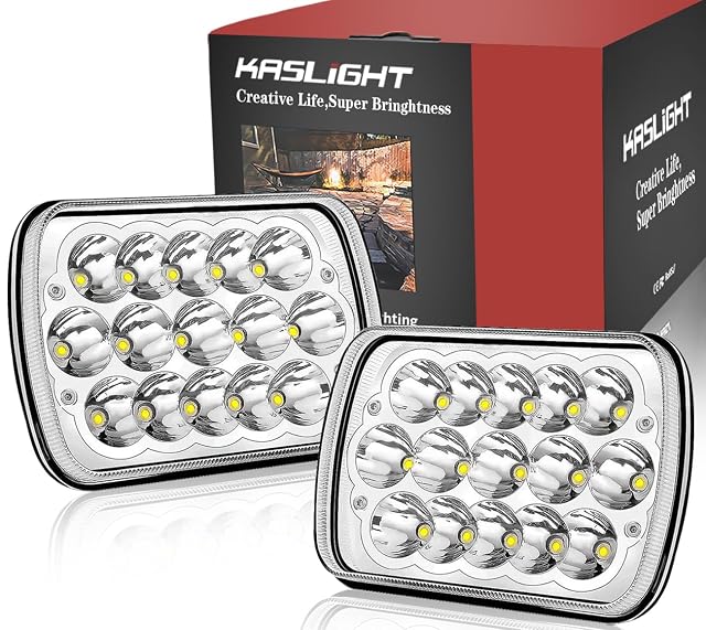 H6054 LED Headlights Pair Rectangular 5x7 7x6 LED Headlight Hi Low Sealed Beam Replacement Headlamp Compatible with Jeep