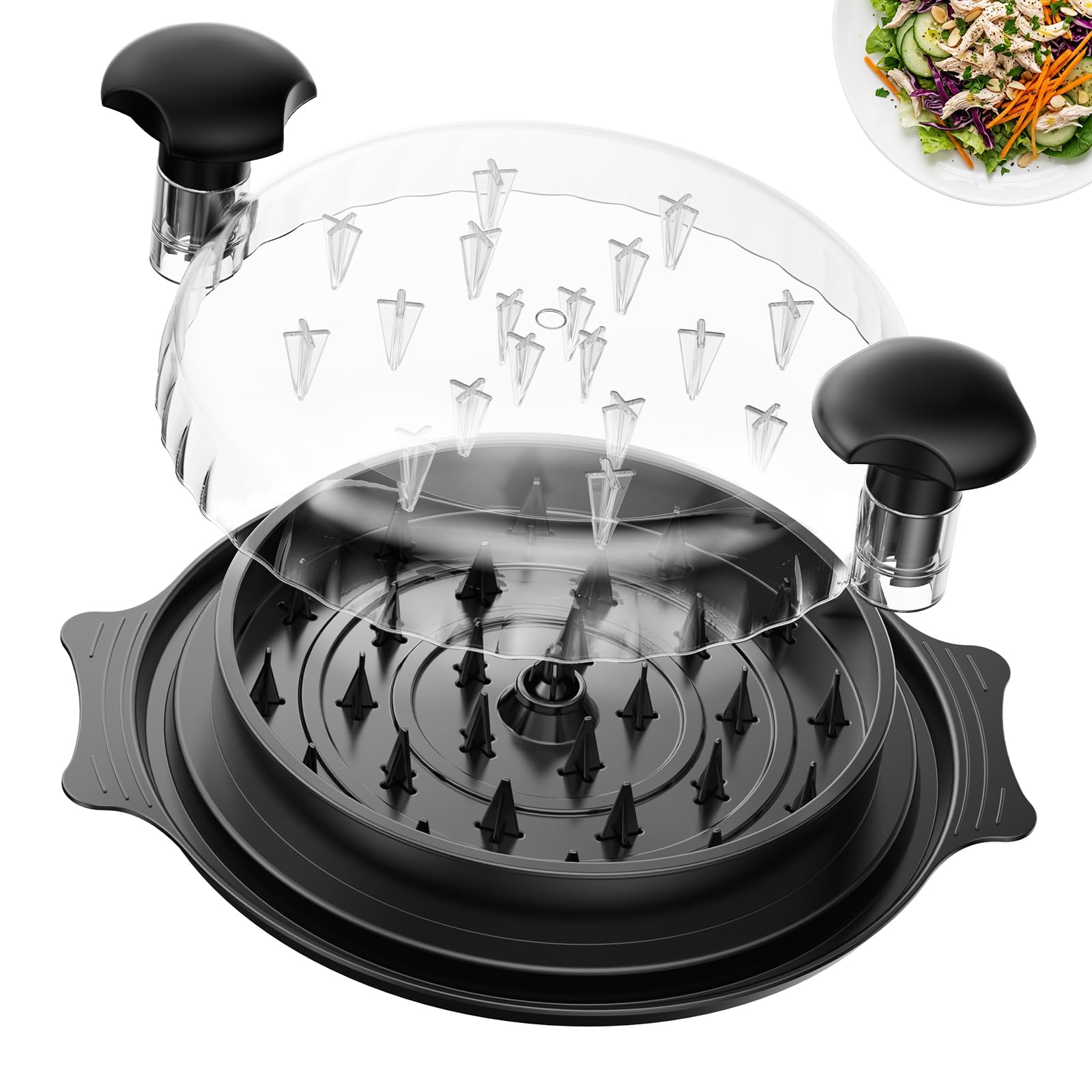 Photo 1 of 10" Chicken Shredder with Tray, Large Meat Shredder Tool Twist with Brush,BPA Free Meat Grinder, Visible Chicken Shredder Machine, Strong Anti-Slip Strip, Suitable for Pork, Beef, Chicken (Black)