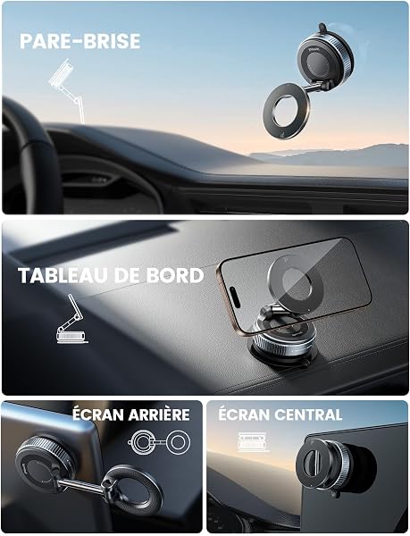 Lamicall Support Telephone Voiture pour MagSafe - [Ventouse à Vide & 24X N55] 360° Rotation, Porte Voiture pour Tableau de Bord/Pare-Brise, Support Magnétique pour iPhone 17 16 15, Autres Smartphones - 2
