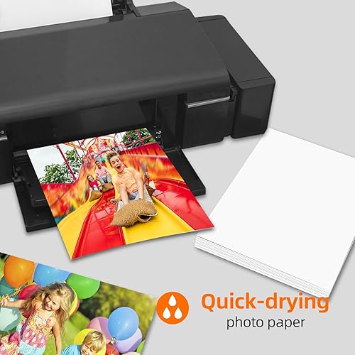 Miniatura 2 de Papel fotográfico de una sola cara de alto brillo, 8 x 11.5 pulgadas, paquete de 20 hojas, 7.05 oz, blanco, se adapta a sublimación térmica,