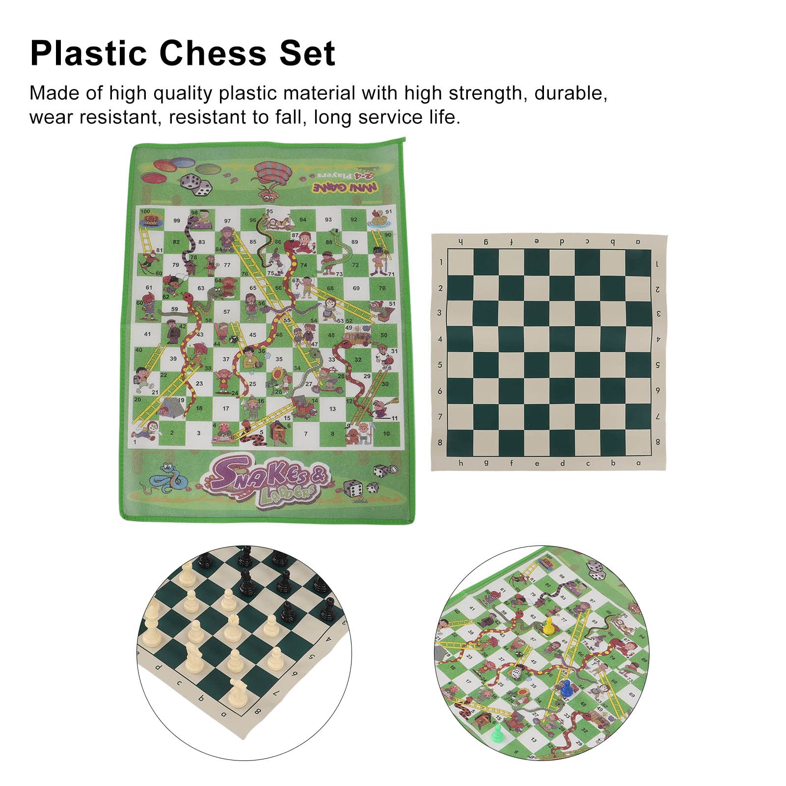 Set di scacchi per il tempo libero 3 in 1 Gioco di scacchi in plastica Dama Gioco da tavolo per bambini Adulti