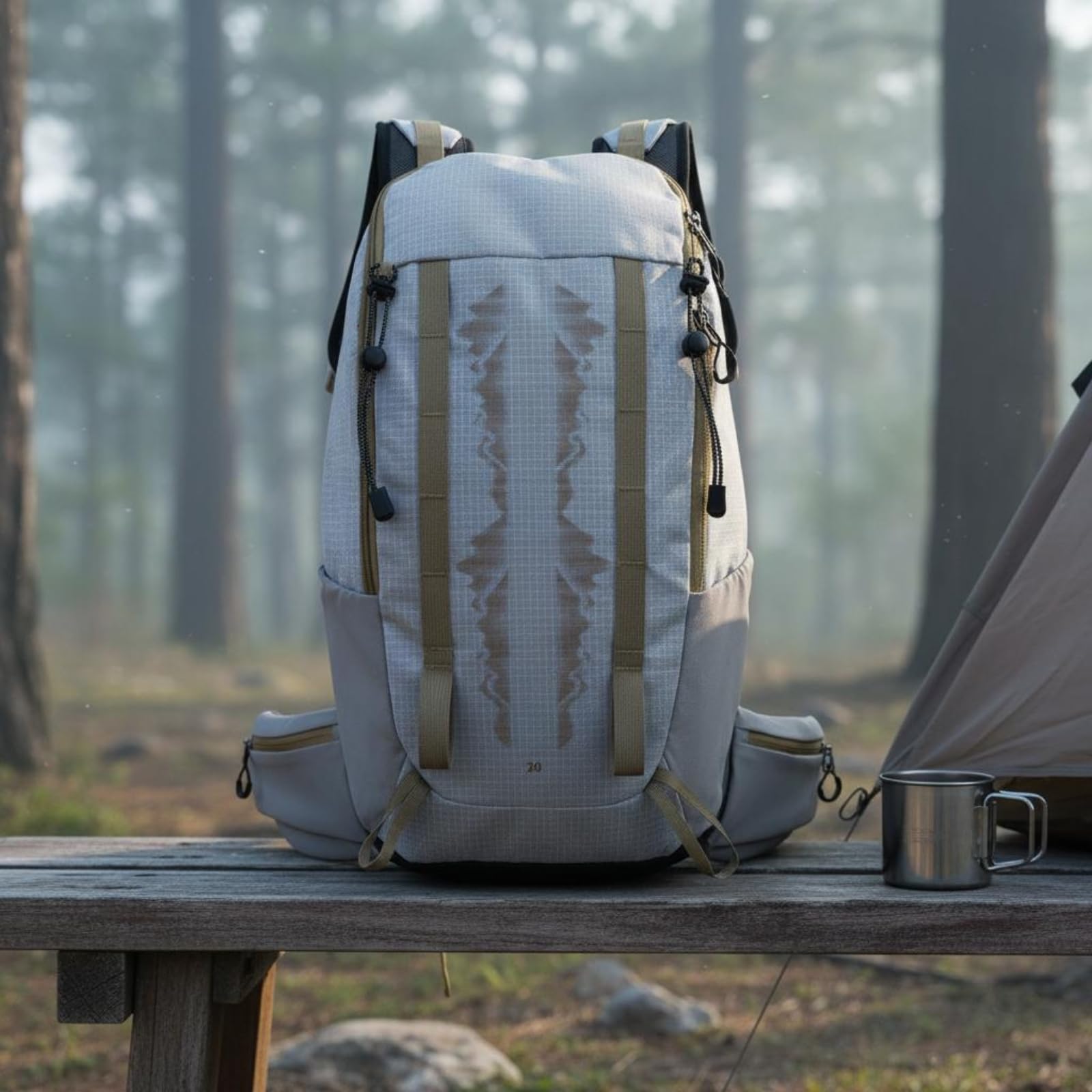 Qianly Zaino Impermeabile da Trekking Resistente Equipaggiamento Esterno per Escursionismo, Beige, Cachi