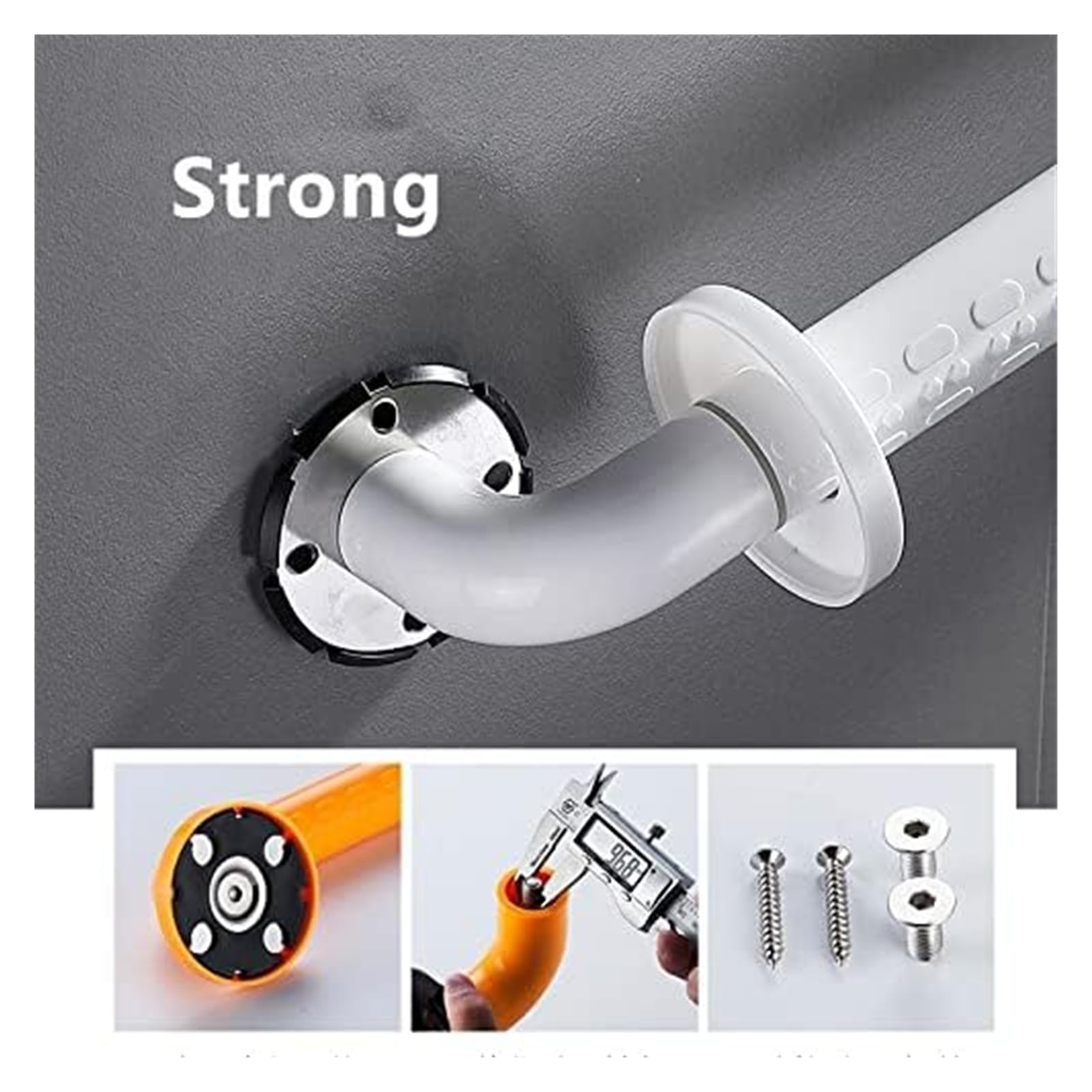 Asideros de baño, pasamanos de bañera, pasamanos de ABS Antideslizante en Forma de L, Amarillo/Blanco, asidero de Seguridad para Inodoro, Ducha y bañera, pasamanos de Seguridad