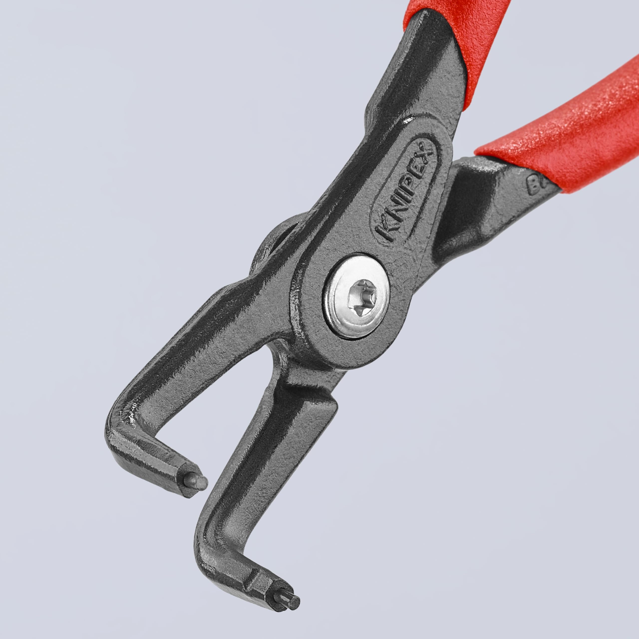 KNIPEX Tools - Precision Circlip Pliers, External, 90 Degree Angled, 3/4"-2 23/64" Shaft Dia. (4921A21), Red and Silver, 6.5-Inch - Image 4